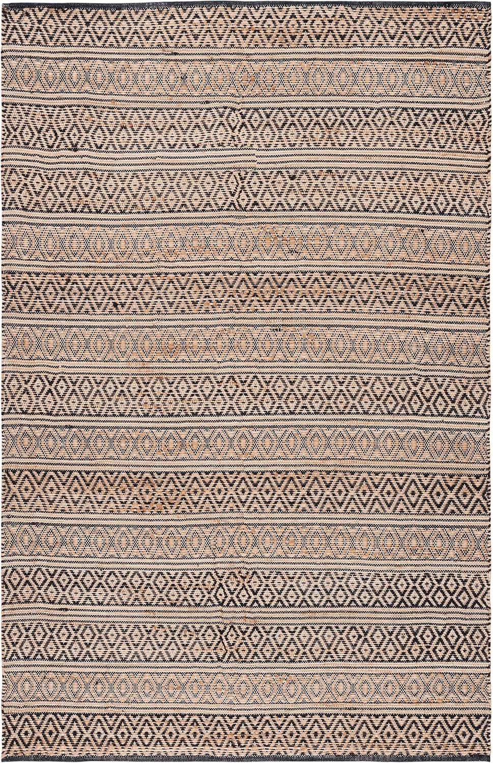image:imageSAFAVIEH Area Rug 8x10 Natural Fiber Collection Large Black amp Natural Handmade Flat Weave Jute Farmhouse Geometric Design Ideal for Living Room Bedroom Dining Space NF379ZBlackNatural