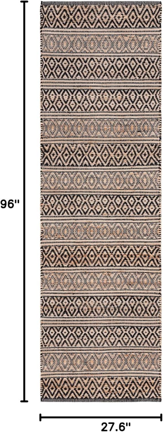 image:imageSAFAVIEH Area Rug 8x10 Natural Fiber Collection Large Black amp Natural Handmade Flat Weave Jute Farmhouse Geometric Design Ideal for Living Room Bedroom Dining Space NF379ZBlackNatural