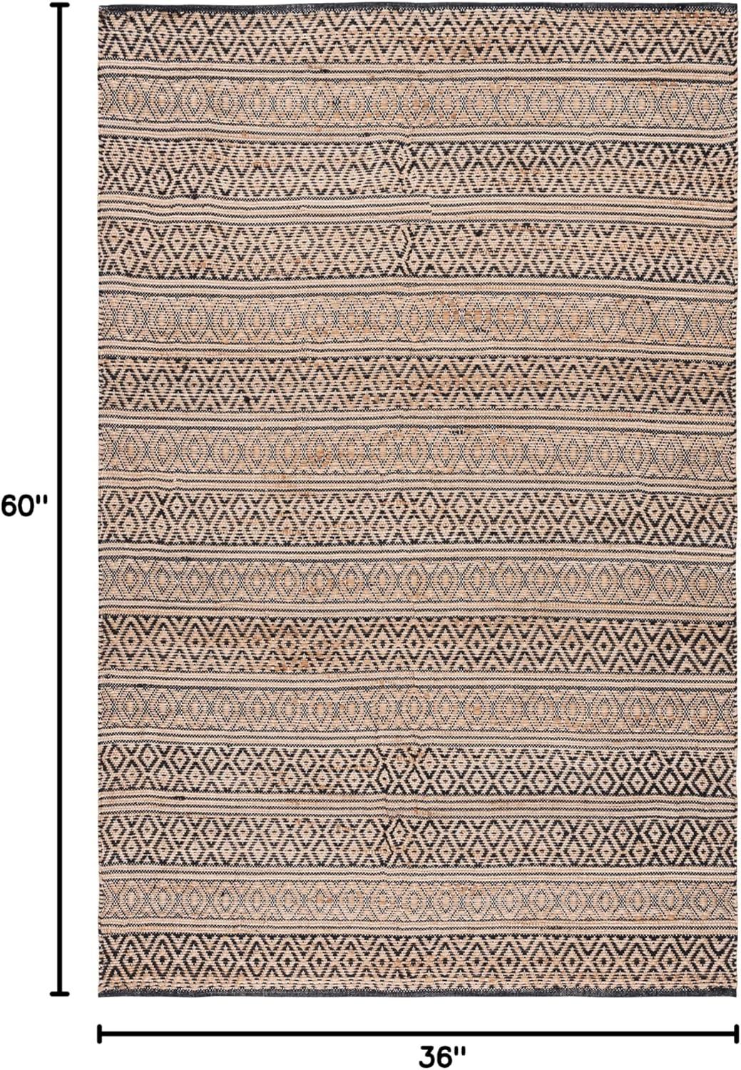 image:imageSAFAVIEH Area Rug 8x10 Natural Fiber Collection Large Black amp Natural Handmade Flat Weave Jute Farmhouse Geometric Design Ideal for Living Room Bedroom Dining Space NF379ZBlackNatural
