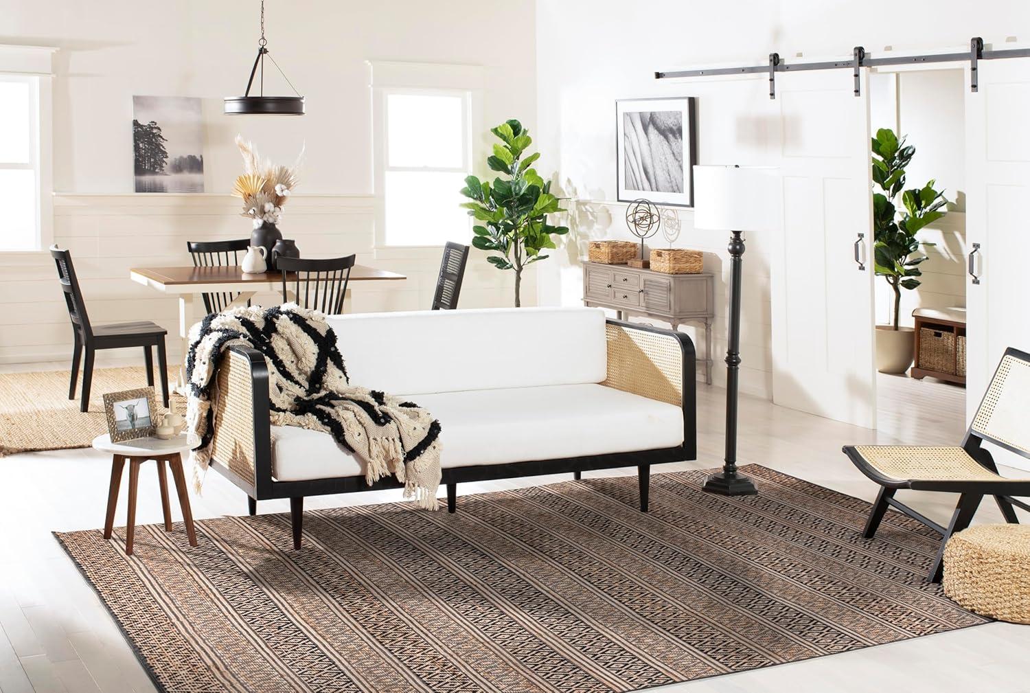 image:imageSAFAVIEH Area Rug 8x10 Natural Fiber Collection Large Black amp Natural Handmade Flat Weave Jute Farmhouse Geometric Design Ideal for Living Room Bedroom Dining Space NF379ZBlackNatural