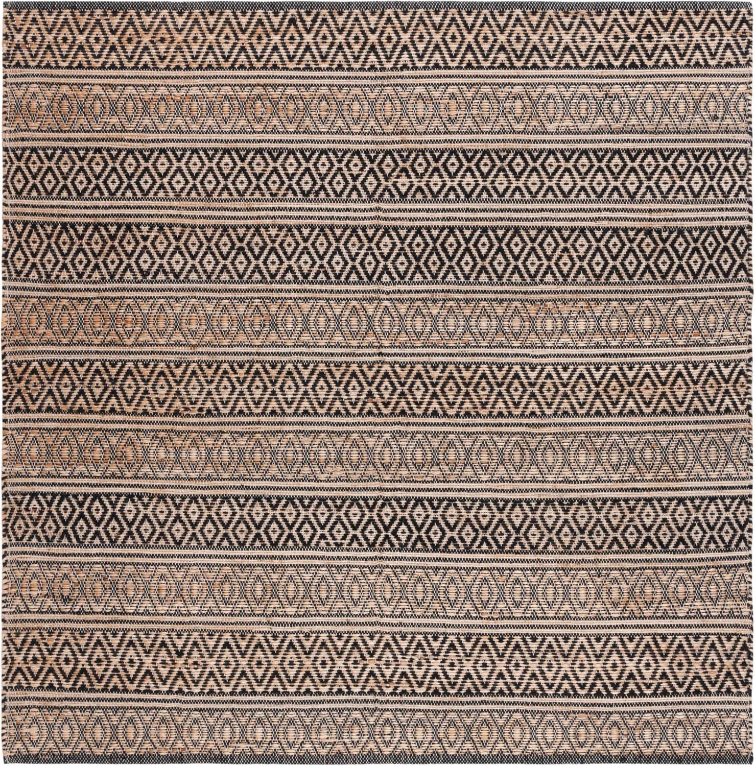 image:imageSAFAVIEH Area Rug 8x10 Natural Fiber Collection Large Black amp Natural Handmade Flat Weave Jute Farmhouse Geometric Design Ideal for Living Room Bedroom Dining Space NF379ZBlackNatural