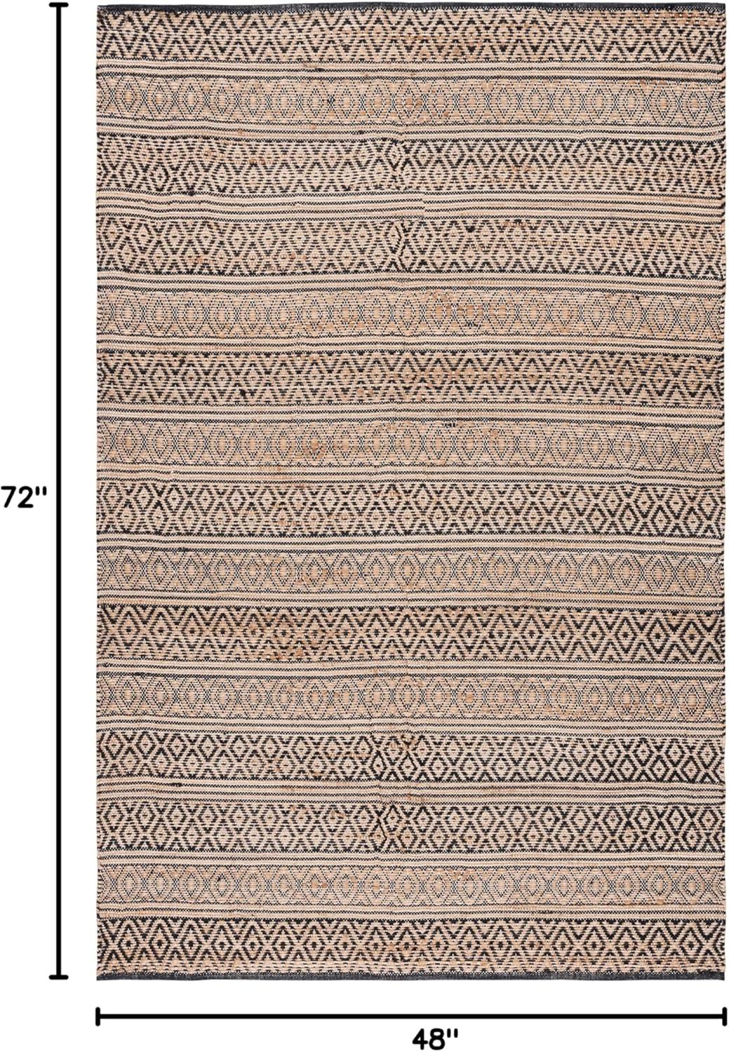 image:imageSAFAVIEH Area Rug 8x10 Natural Fiber Collection Large Black amp Natural Handmade Flat Weave Jute Farmhouse Geometric Design Ideal for Living Room Bedroom Dining Space NF379ZBlackNatural