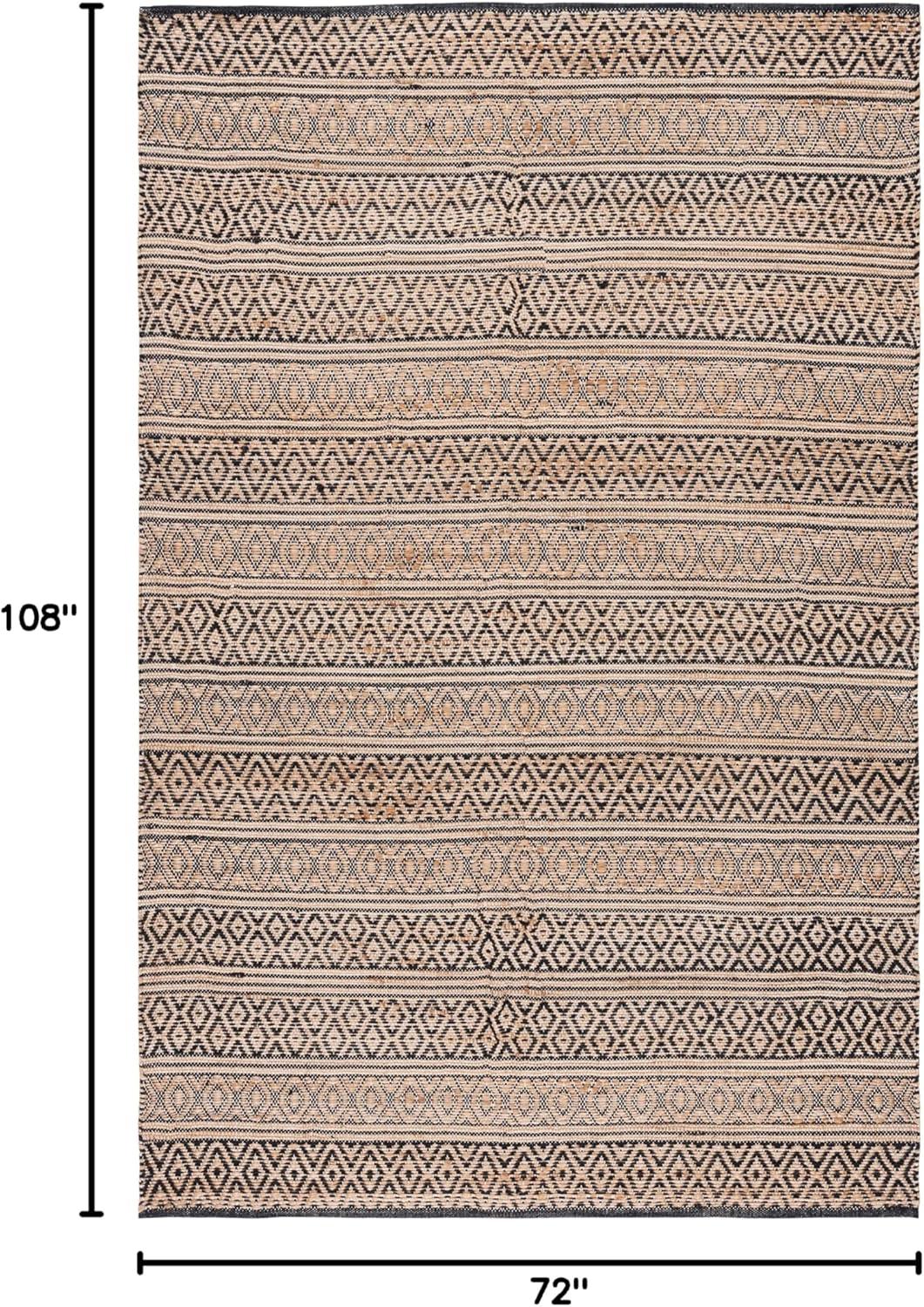 image:imageSAFAVIEH Area Rug 8x10 Natural Fiber Collection Large Black amp Natural Handmade Flat Weave Jute Farmhouse Geometric Design Ideal for Living Room Bedroom Dining Space NF379ZBlackNatural