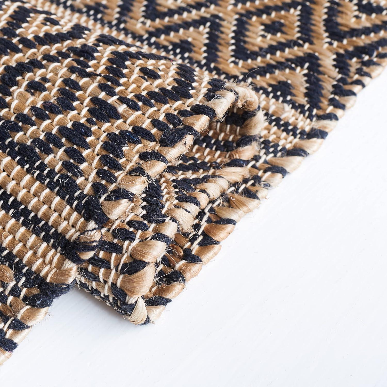 image:imageSAFAVIEH Area Rug 8x10 Natural Fiber Collection Large Black amp Natural Handmade Flat Weave Jute Farmhouse Geometric Design Ideal for Living Room Bedroom Dining Space NF379ZBlackNatural