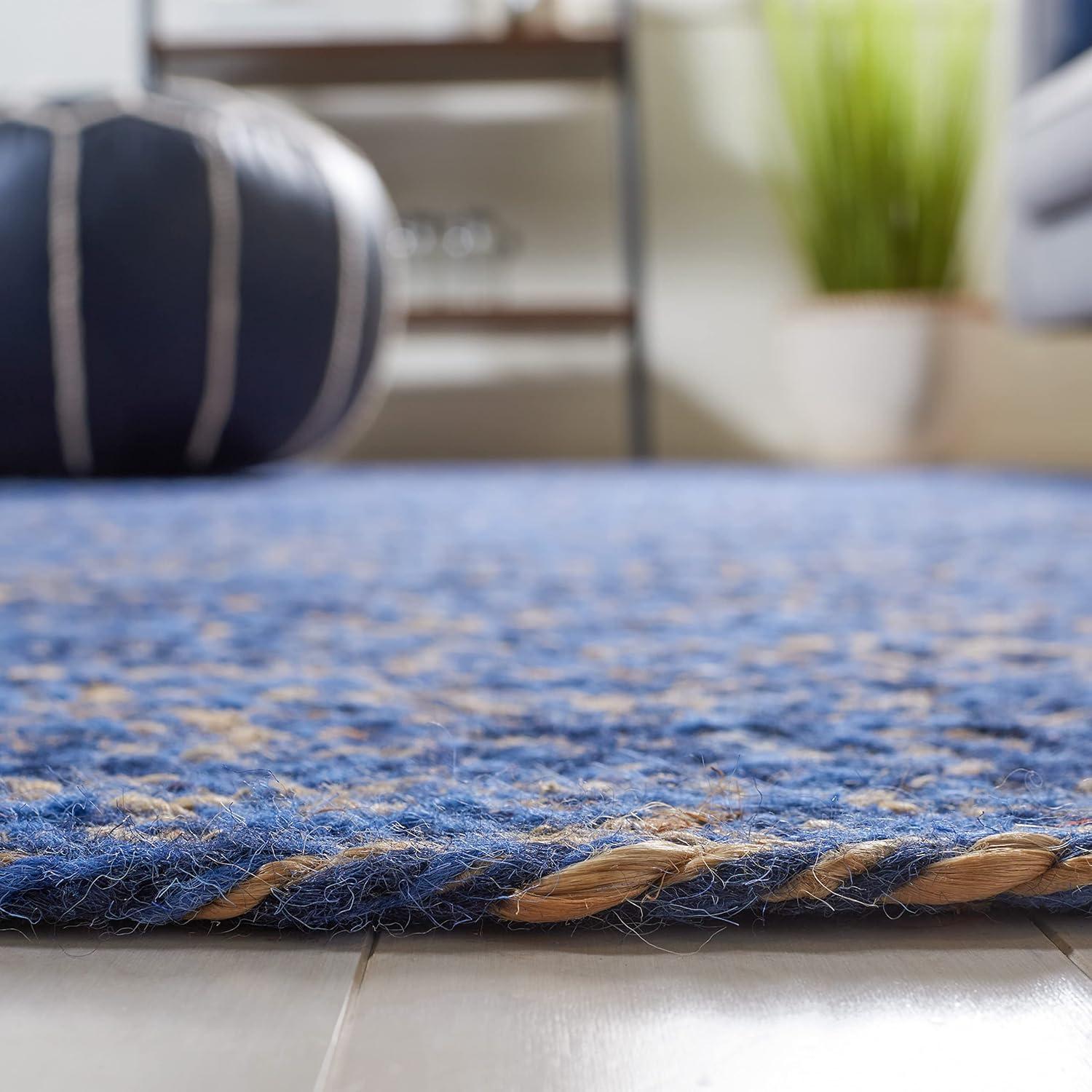 image:imageSAFAVIEH Area Rug 8x10 Natural Fiber Collection Large Black amp Natural Handmade Wool amp Jute Ideal for Living Room Bedroom Dining Space NFB950ZBlueNatural