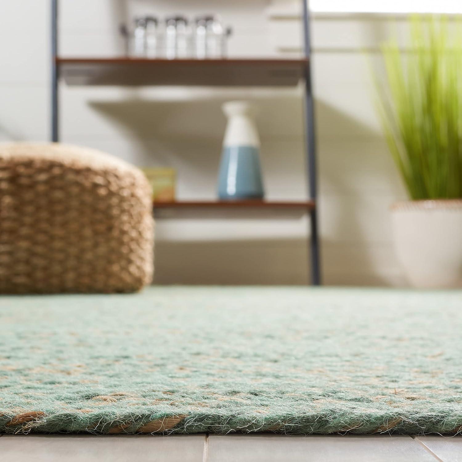 image:imageSAFAVIEH Area Rug 8x10 Natural Fiber Collection Large Black amp Natural Handmade Wool amp Jute Ideal for Living Room Bedroom Dining Space NFB950ZGreenNatural