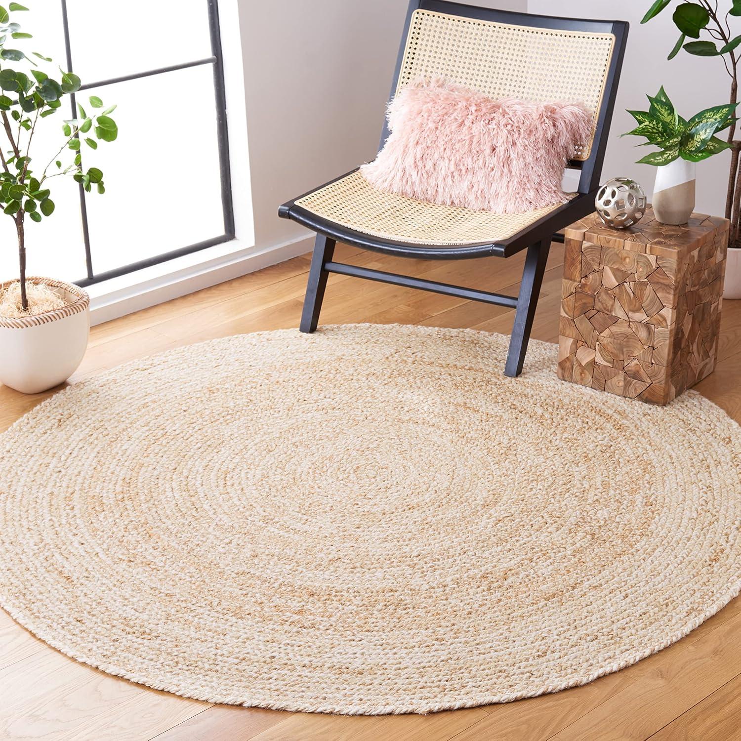 image:imageSAFAVIEH Area Rug 8x10 Natural Fiber Collection Large Black amp Natural Handmade Wool amp Jute Ideal for Living Room Bedroom Dining Space NFB950ZIvoryNatural