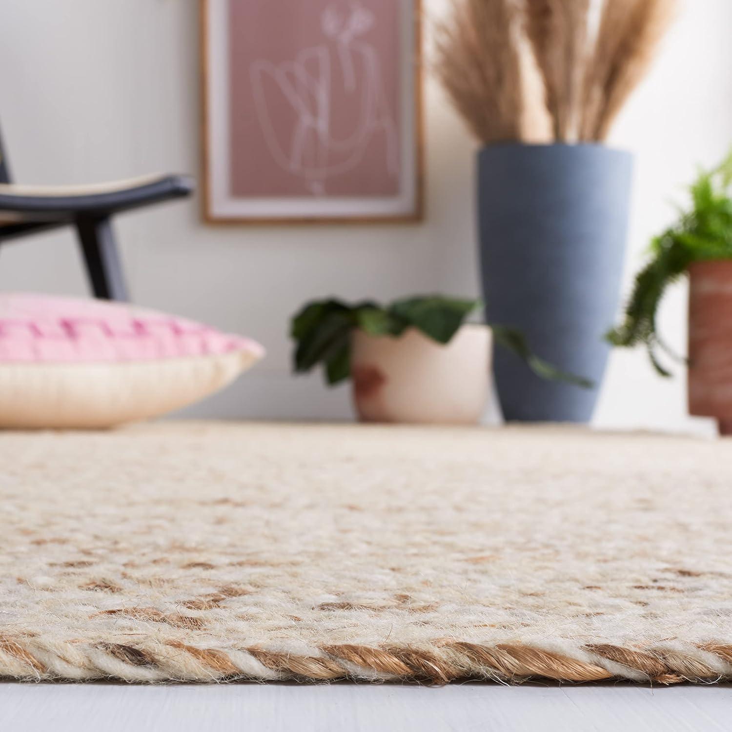 image:imageSAFAVIEH Area Rug 8x10 Natural Fiber Collection Large Black amp Natural Handmade Wool amp Jute Ideal for Living Room Bedroom Dining Space NFB950ZIvoryNatural