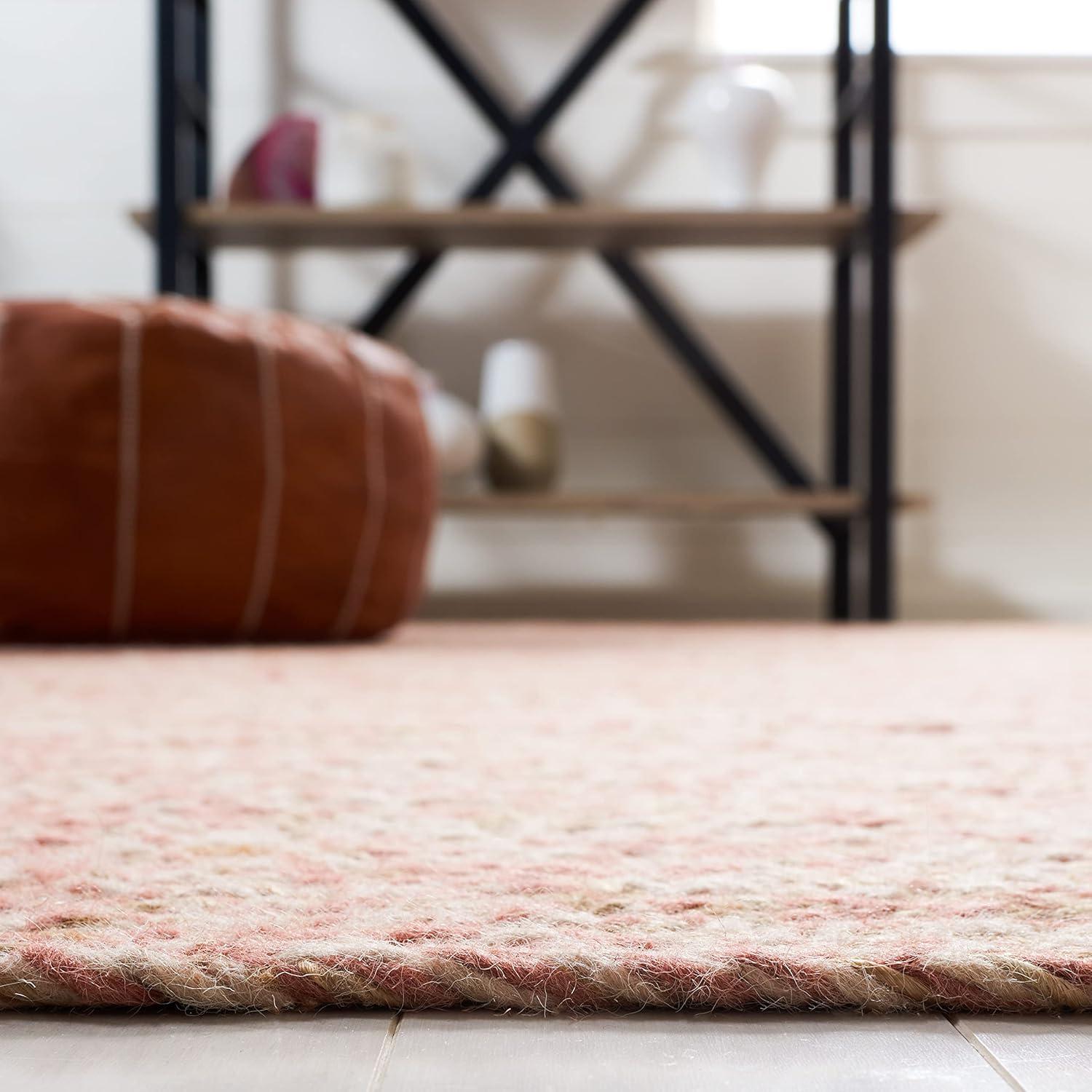 image:imageSAFAVIEH Area Rug 8x10 Natural Fiber Collection Large Black amp Natural Handmade Wool amp Jute Ideal for Living Room Bedroom Dining Space NFB950ZPinkNatural
