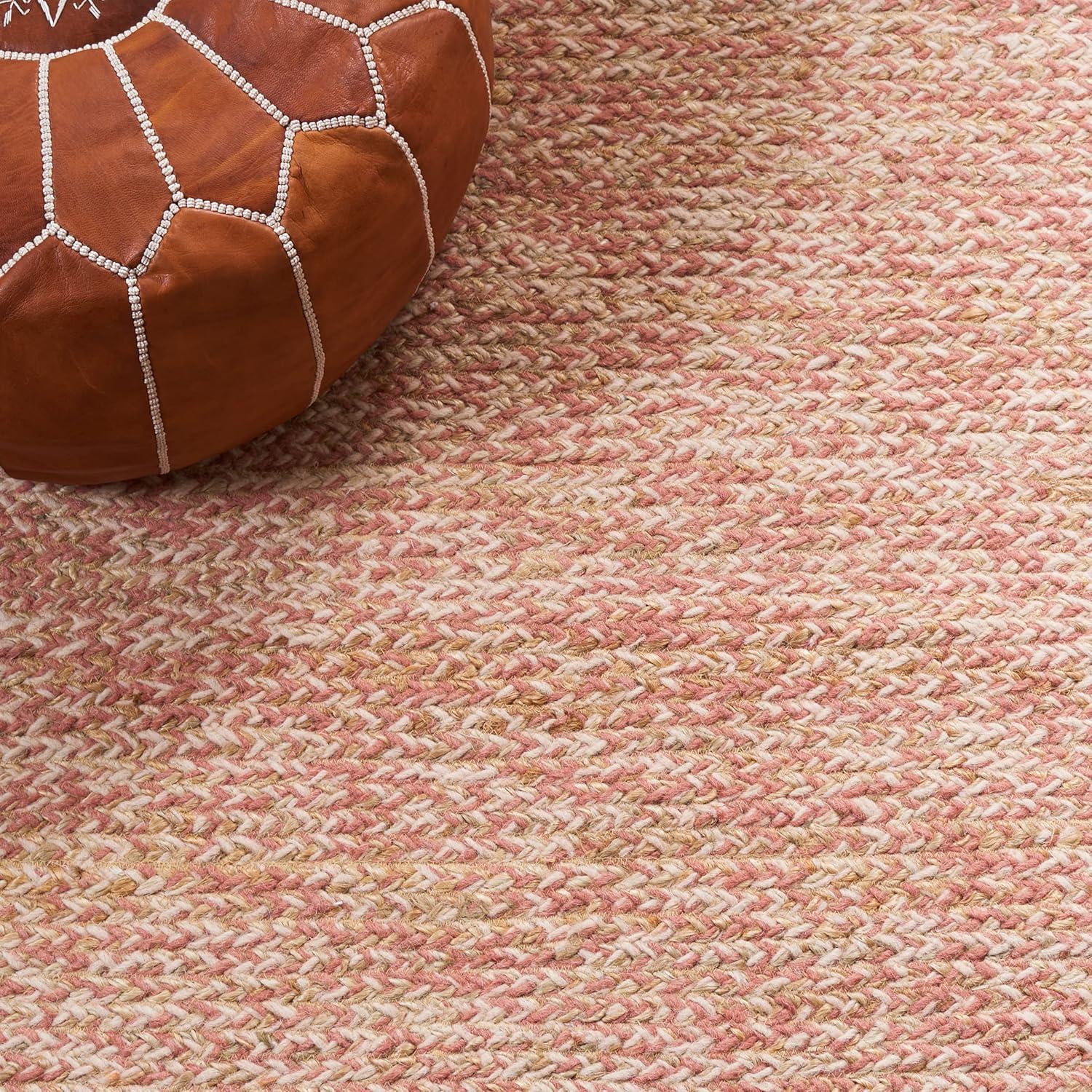 image:imageSAFAVIEH Area Rug 8x10 Natural Fiber Collection Large Black amp Natural Handmade Wool amp Jute Ideal for Living Room Bedroom Dining Space NFB950ZPinkNatural