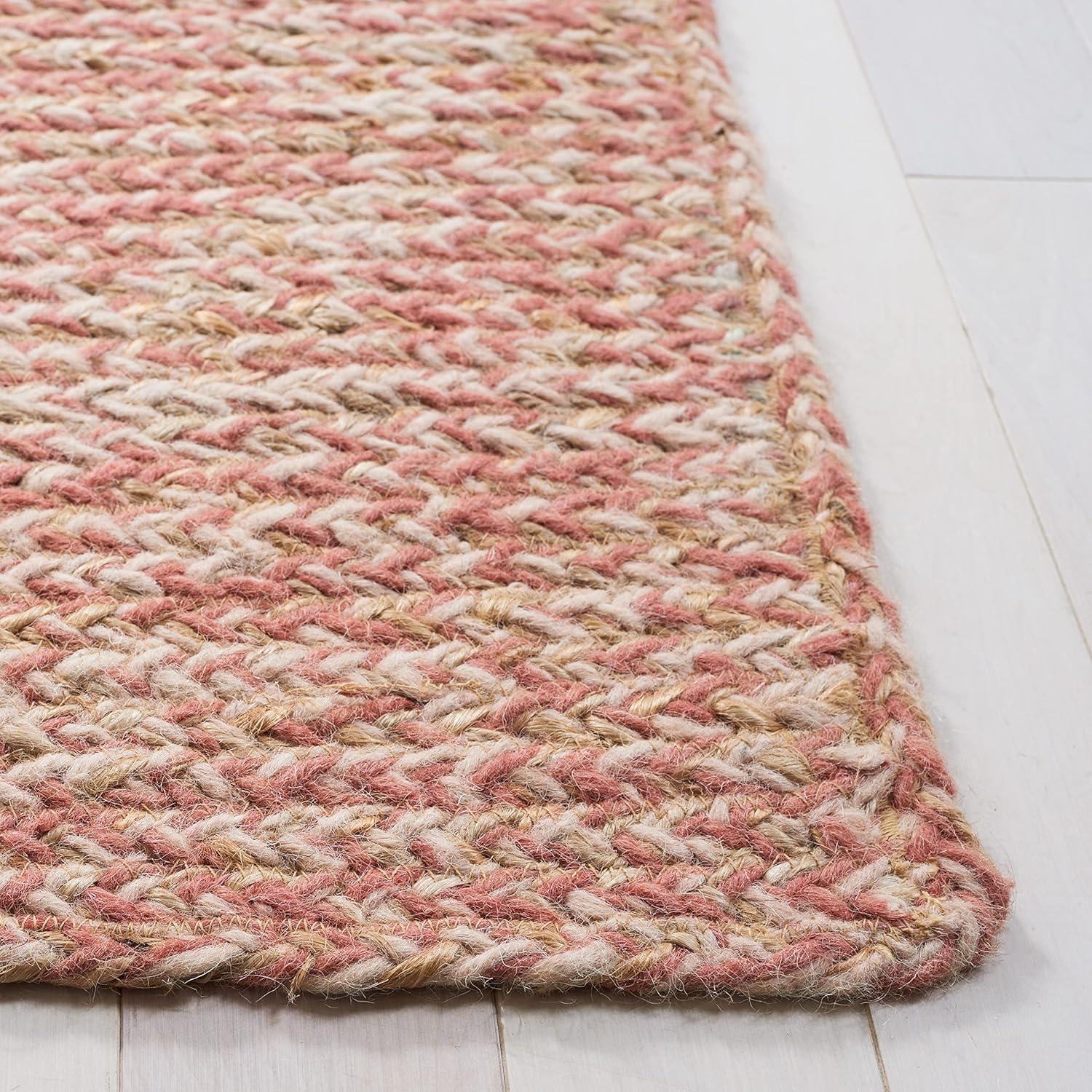 image:imageSAFAVIEH Area Rug 8x10 Natural Fiber Collection Large Black amp Natural Handmade Wool amp Jute Ideal for Living Room Bedroom Dining Space NFB950ZPinkNatural
