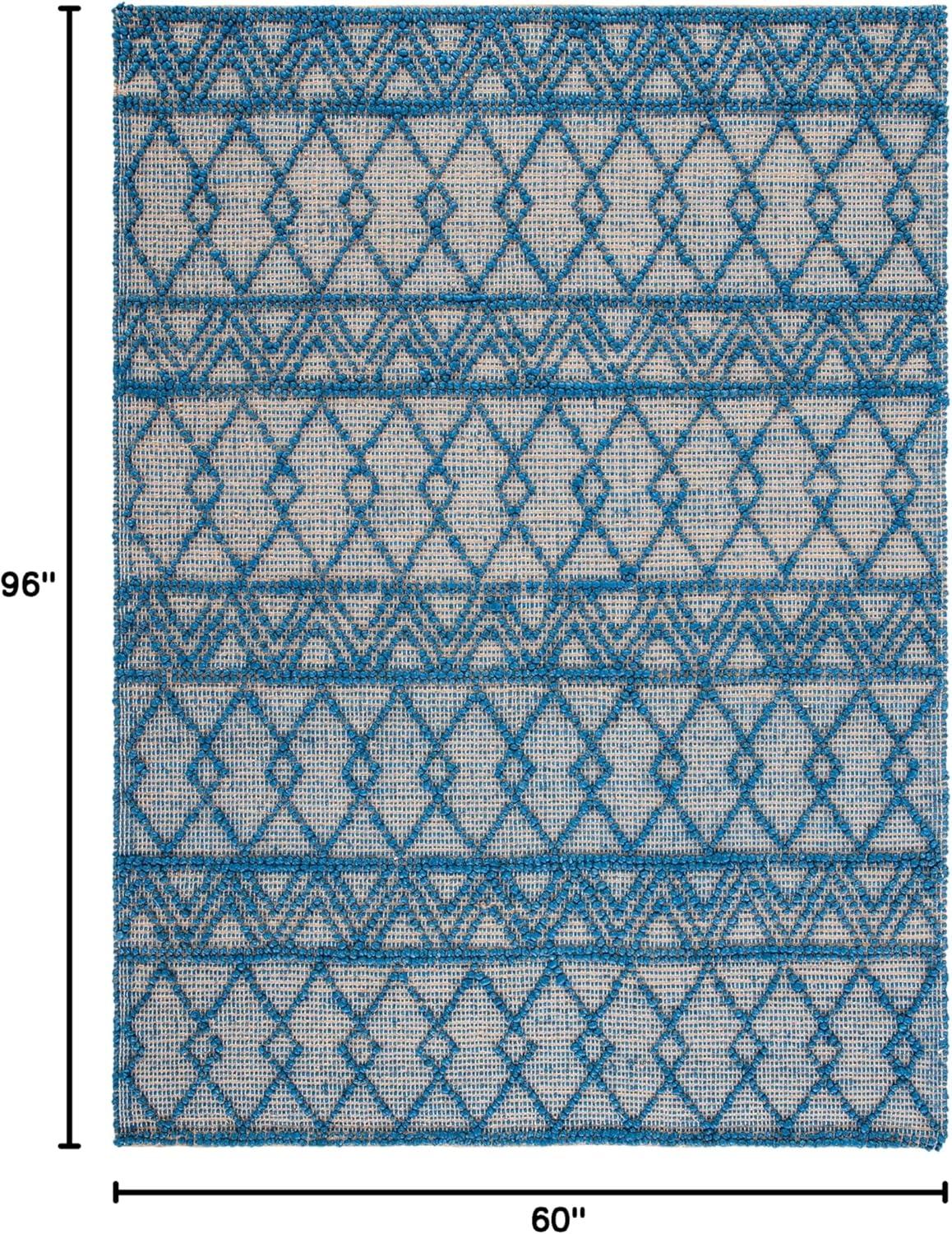 image:imageSAFAVIEH Area Rug 8x10 Natural Fiber Collection Large Blue amp Natural Handmade Flat Weave Jute Boho Moroccan Trellis Pattern Ideal for Living Room Bedroom Dining Space NF221MBlueNatural