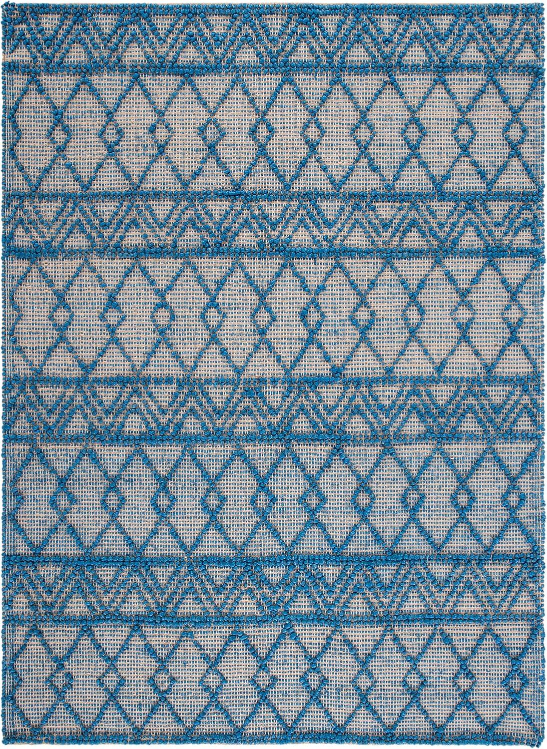 image:imageSAFAVIEH Area Rug 8x10 Natural Fiber Collection Large Blue amp Natural Handmade Flat Weave Jute Boho Moroccan Trellis Pattern Ideal for Living Room Bedroom Dining Space NF221MBlueNatural