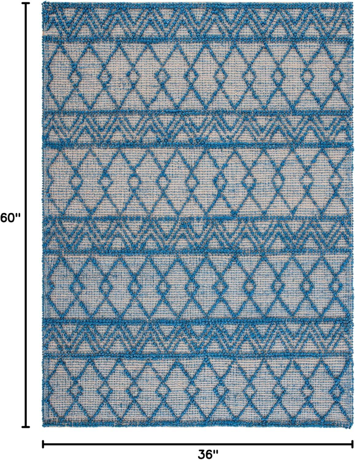 image:imageSAFAVIEH Area Rug 8x10 Natural Fiber Collection Large Blue amp Natural Handmade Flat Weave Jute Boho Moroccan Trellis Pattern Ideal for Living Room Bedroom Dining Space NF221MBlueNatural