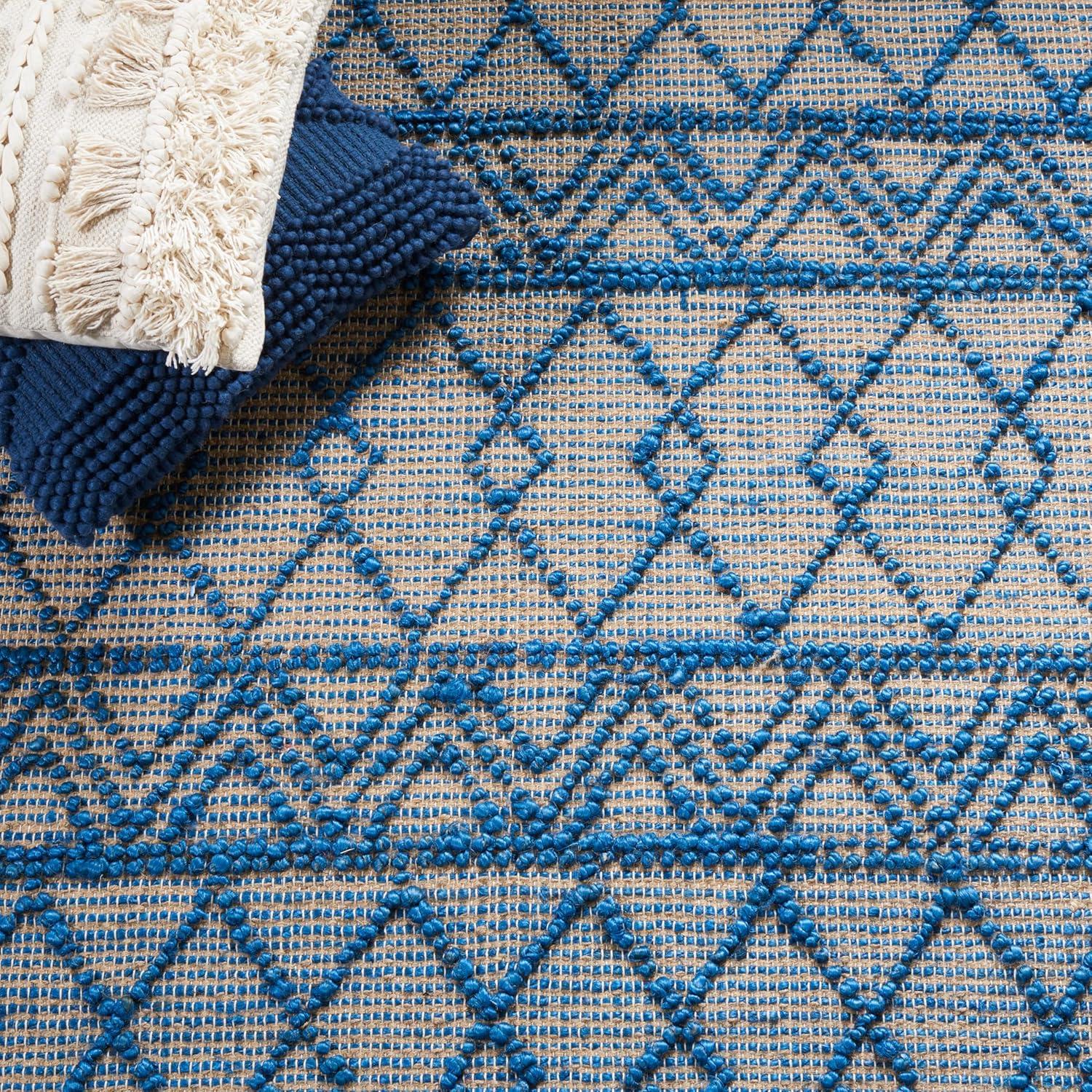 image:imageSAFAVIEH Area Rug 8x10 Natural Fiber Collection Large Blue amp Natural Handmade Flat Weave Jute Boho Moroccan Trellis Pattern Ideal for Living Room Bedroom Dining Space NF221MBlueNatural