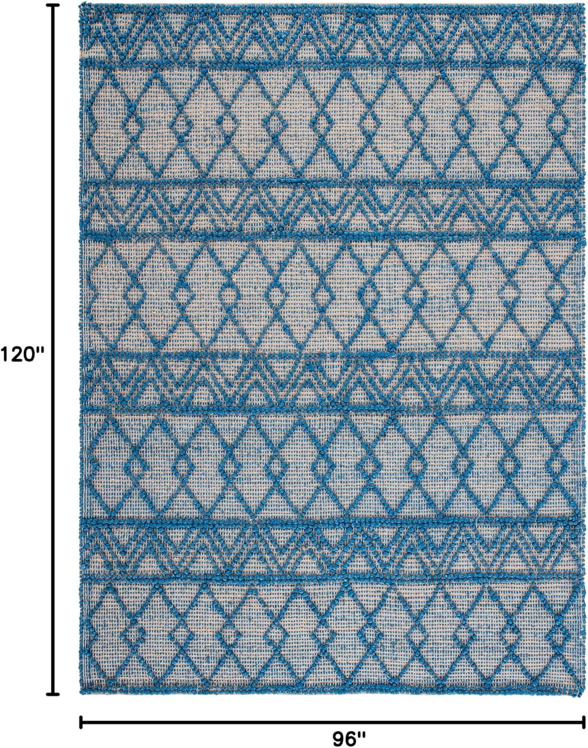 image:imageSAFAVIEH Area Rug 8x10 Natural Fiber Collection Large Blue amp Natural Handmade Flat Weave Jute Boho Moroccan Trellis Pattern Ideal for Living Room Bedroom Dining Space NF221MBlueNatural