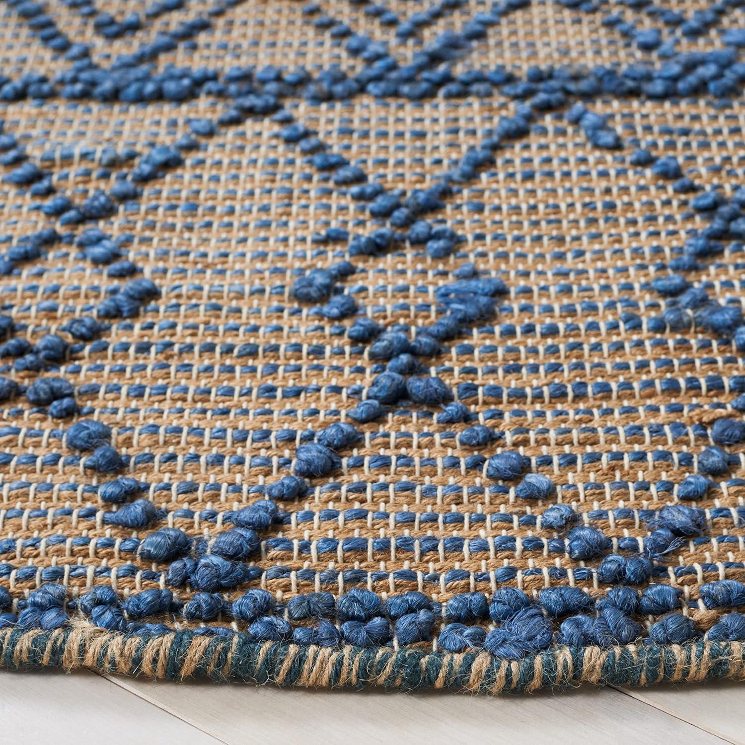 image:imageSAFAVIEH Area Rug 8x10 Natural Fiber Collection Large Blue amp Natural Handmade Flat Weave Jute Boho Moroccan Trellis Pattern Ideal for Living Room Bedroom Dining Space NF221MBlueNatural
