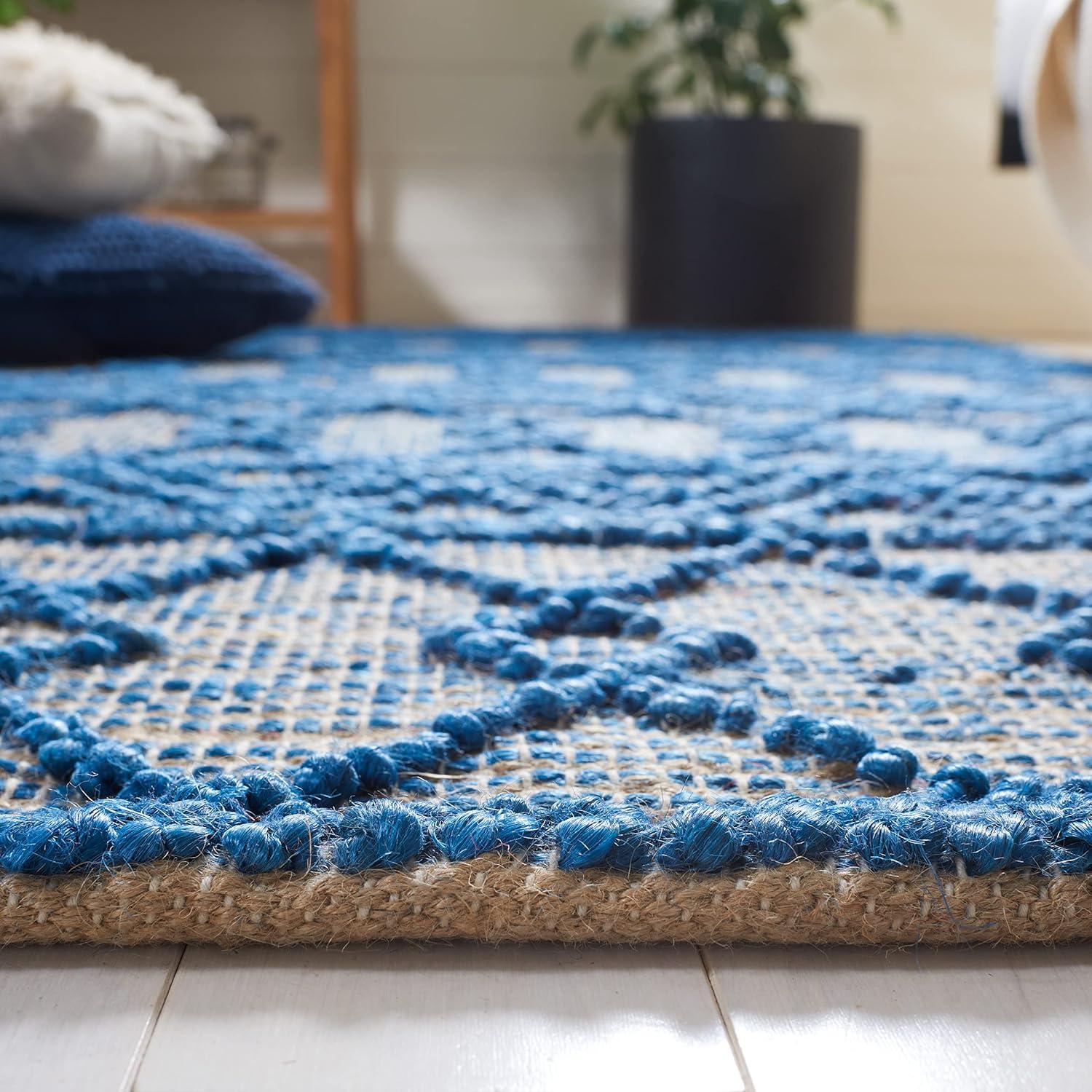 image:imageSAFAVIEH Area Rug 8x10 Natural Fiber Collection Large Blue amp Natural Handmade Flat Weave Jute Boho Moroccan Trellis Pattern Ideal for Living Room Bedroom Dining Space NF221MBlueNatural