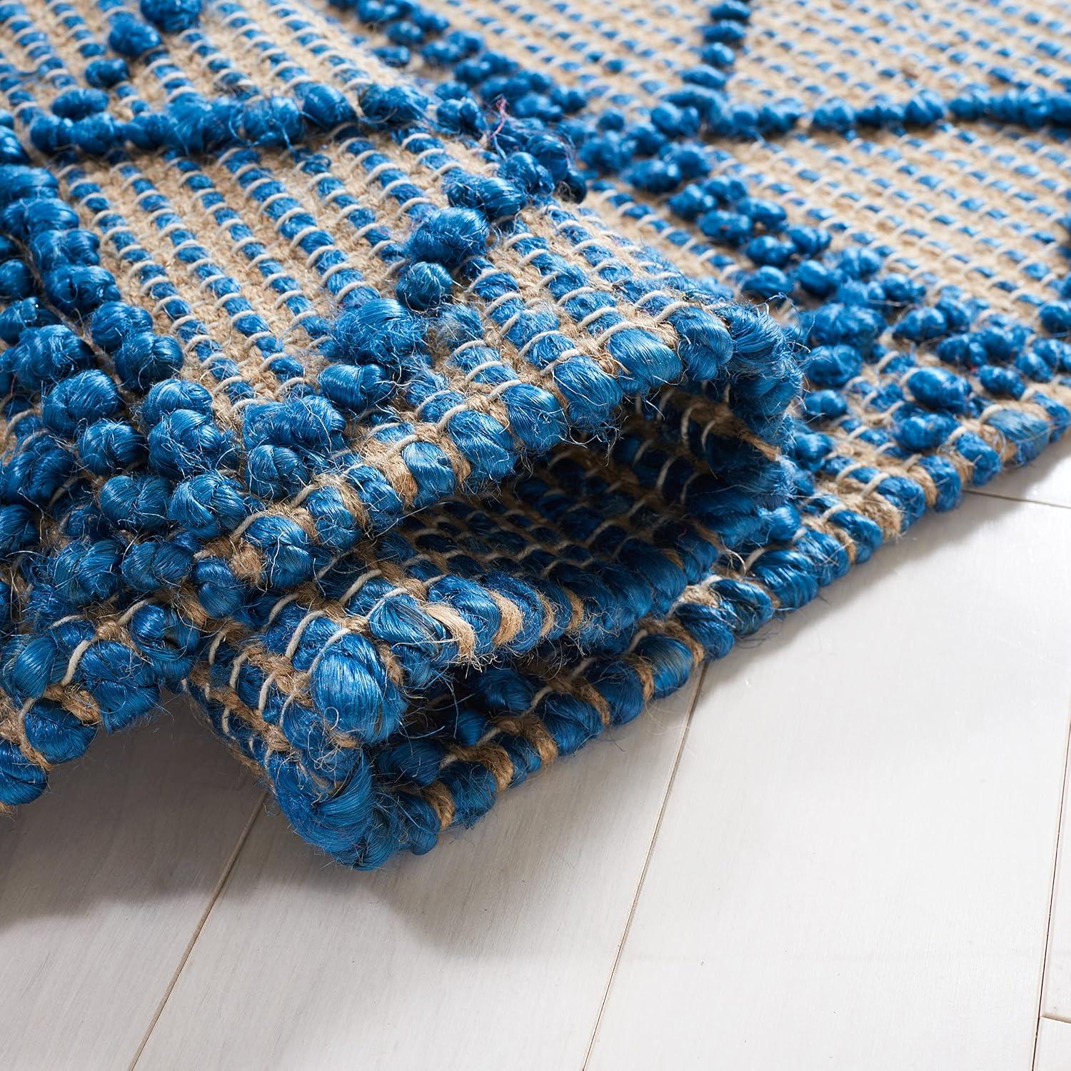image:imageSAFAVIEH Area Rug 8x10 Natural Fiber Collection Large Blue amp Natural Handmade Flat Weave Jute Boho Moroccan Trellis Pattern Ideal for Living Room Bedroom Dining Space NF221MBlueNatural