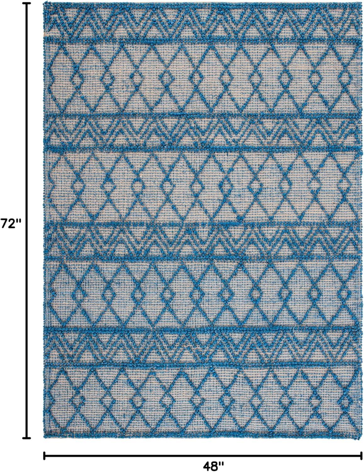 image:imageSAFAVIEH Area Rug 8x10 Natural Fiber Collection Large Blue amp Natural Handmade Flat Weave Jute Boho Moroccan Trellis Pattern Ideal for Living Room Bedroom Dining Space NF221MBlueNatural