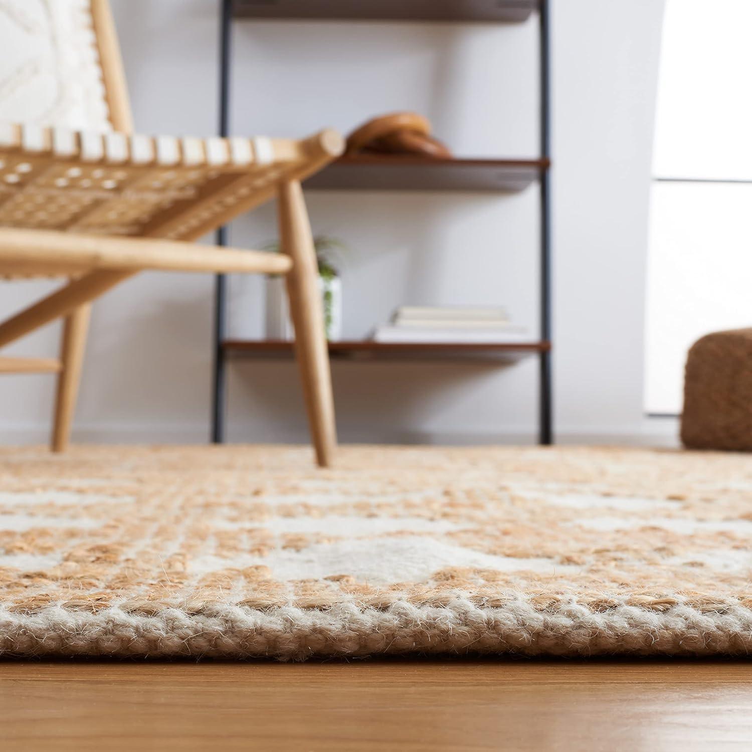 image:imageSAFAVIEH Area Rug 8x10 Natural Fiber Collection Large Ivory amp Natural Handmade Jute amp Wool Farmhouse Style Ideal for Living Room Bedroom Dining Space NF511AIvoryNatural