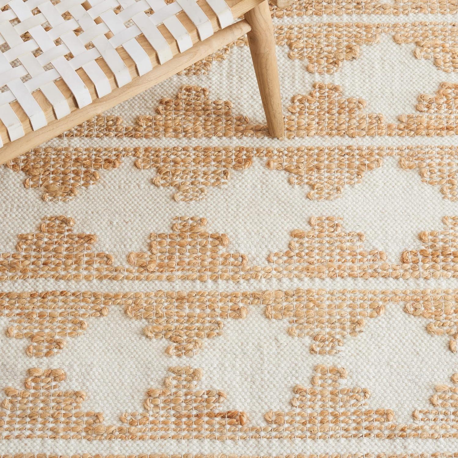 image:imageSAFAVIEH Area Rug 8x10 Natural Fiber Collection Large Ivory amp Natural Handmade Jute amp Wool Farmhouse Style Ideal for Living Room Bedroom Dining Space NF511AIvoryNatural