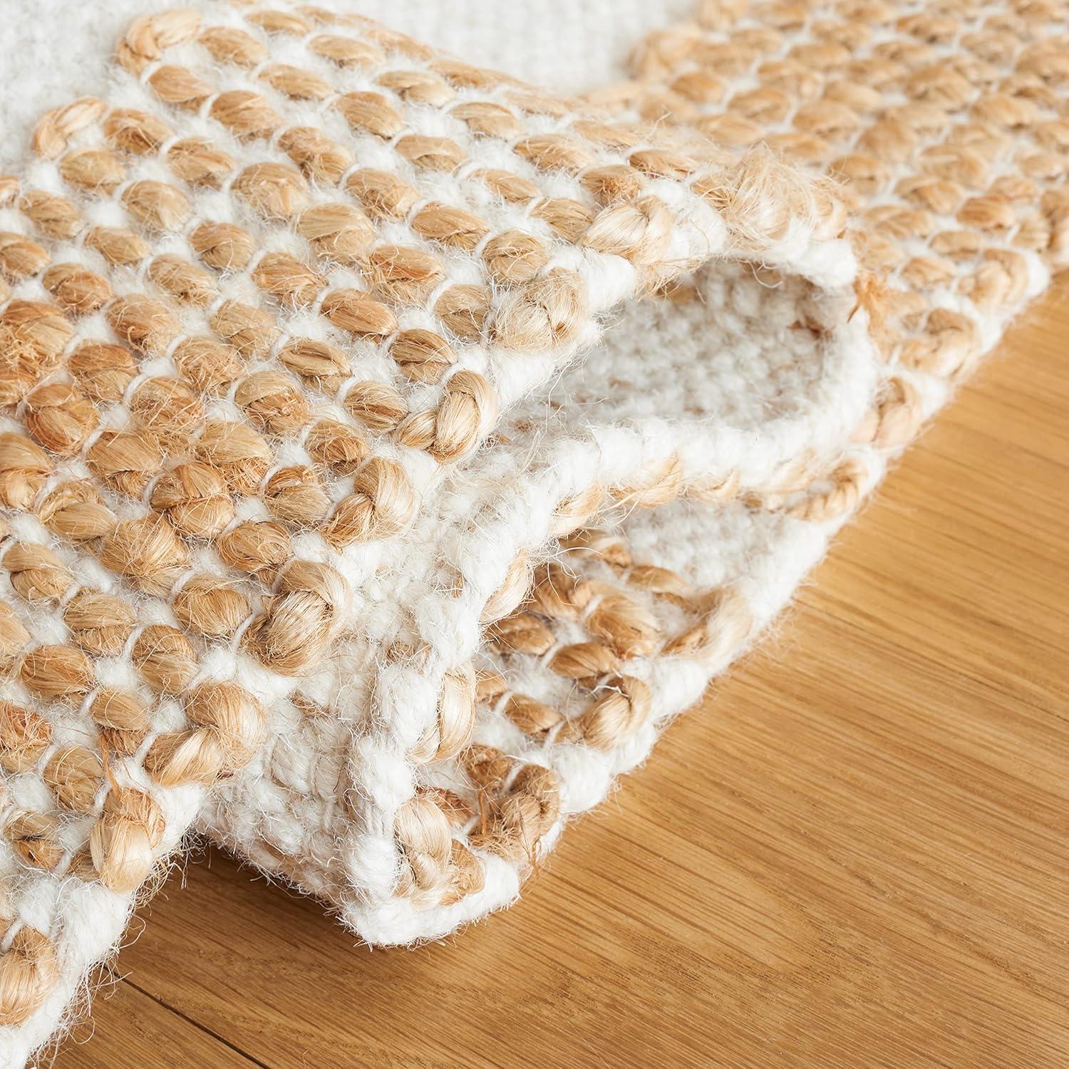 image:imageSAFAVIEH Area Rug 8x10 Natural Fiber Collection Large Ivory amp Natural Handmade Jute amp Wool Farmhouse Style Ideal for Living Room Bedroom Dining Space NF511AIvoryNatural