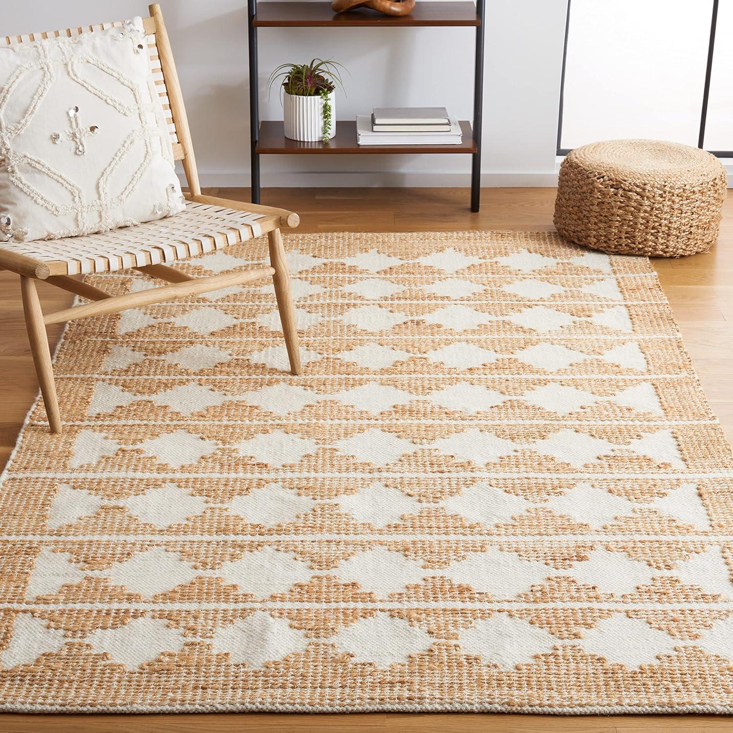 image:imageSAFAVIEH Area Rug 8x10 Natural Fiber Collection Large Ivory amp Natural Handmade Jute amp Wool Farmhouse Style Ideal for Living Room Bedroom Dining Space NF511AIvoryNatural