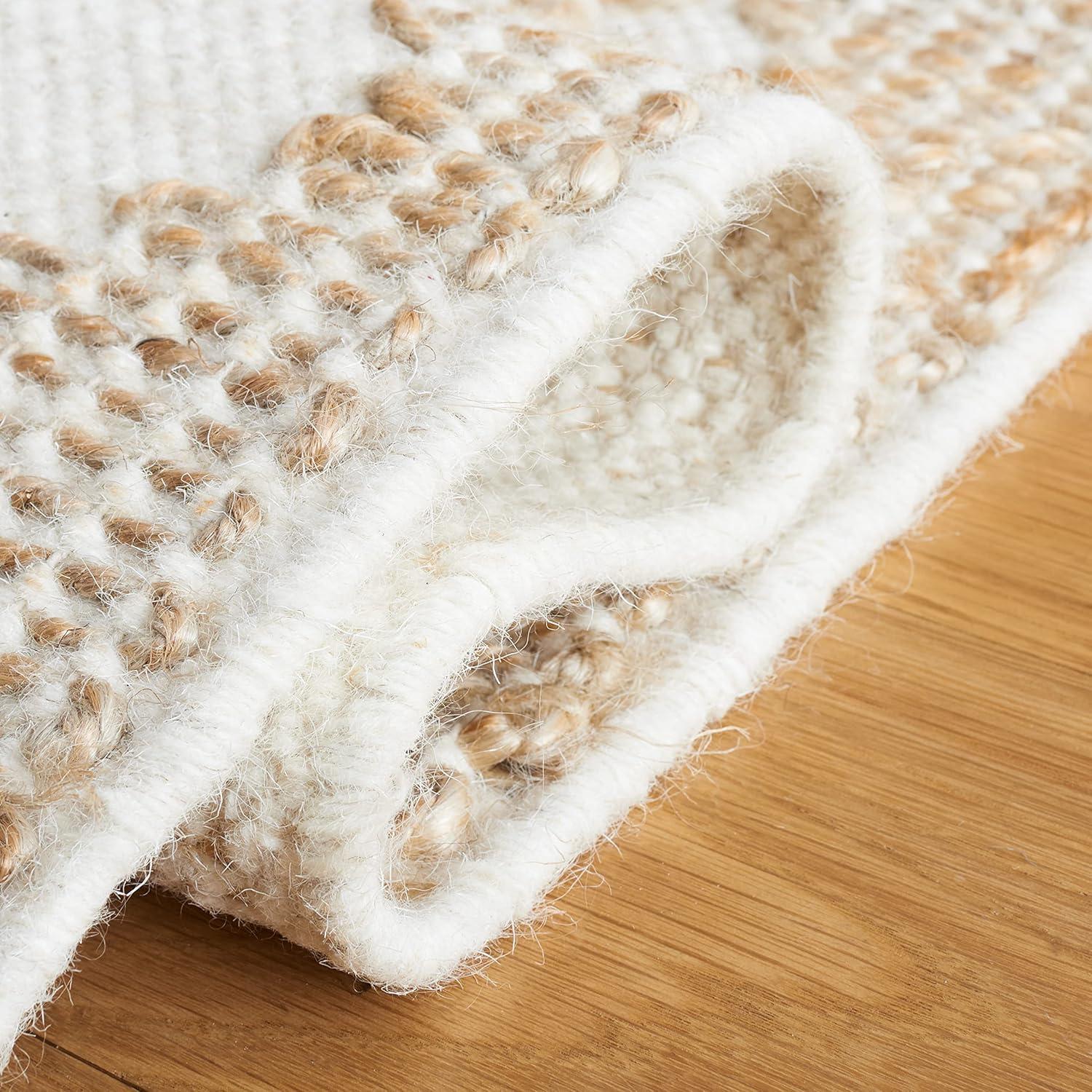 image:imageSAFAVIEH Area Rug 8x10 Natural Fiber Collection Large Ivory amp Natural Handmade Jute amp Wool Rustic Farmhouse Boho Style Ideal for Living Room Bedroom Dining Space NF512AIvoryNatural