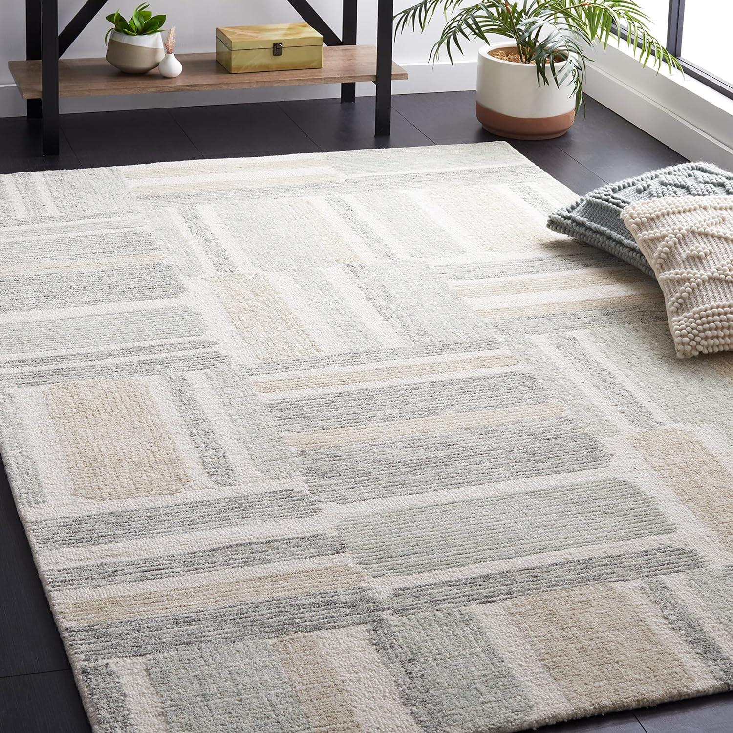 image:imageSAFAVIEH Area Rug 8x10 Natural Fiber Collection Large Ivory amp Natural Handmade Jute amp Wool Rustic Farmhouse Boho Style Ideal for Living Room Bedroom Dining Space NF512AIvoryGrey