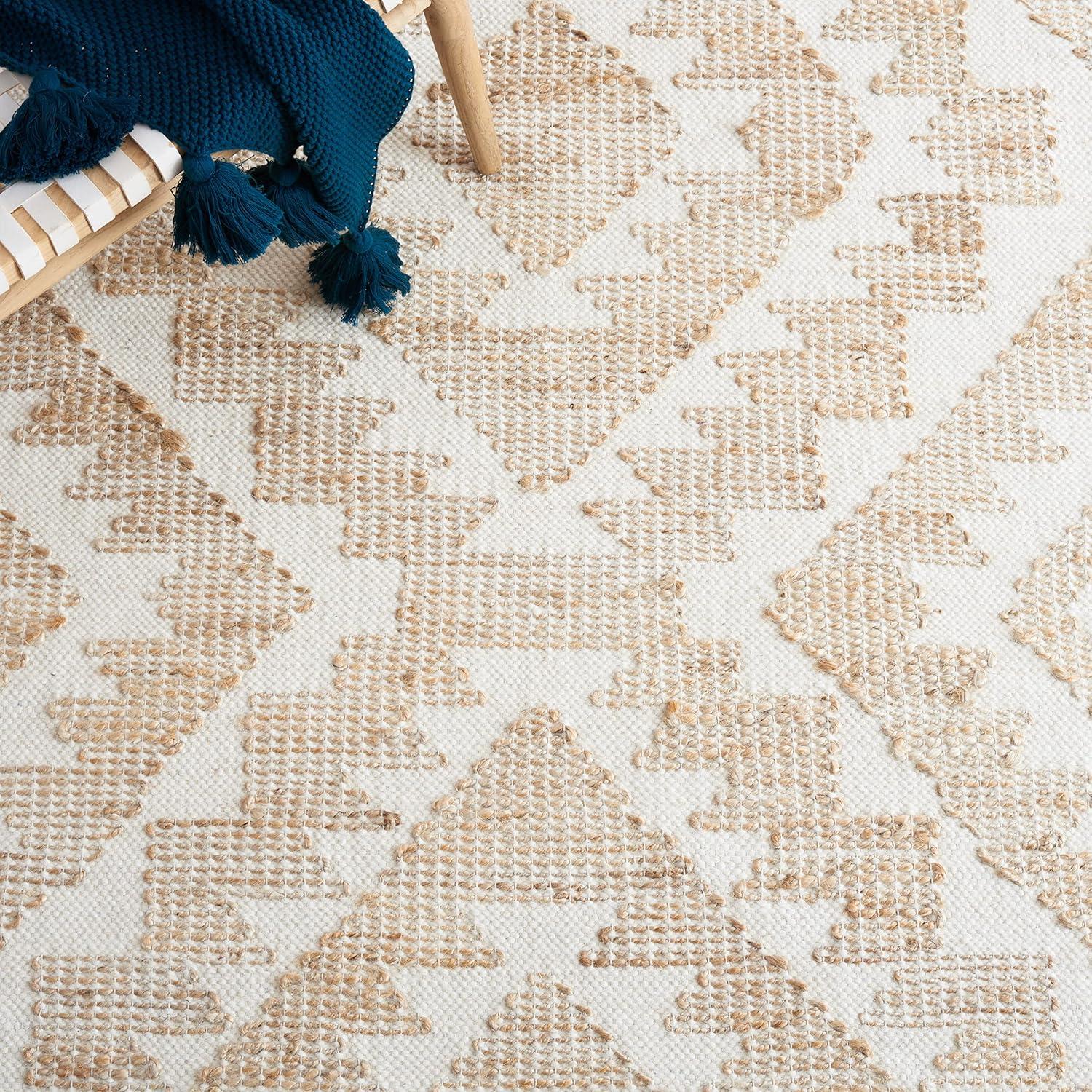 image:imageSAFAVIEH Area Rug 8x10 Natural Fiber Collection Large Ivory amp Natural Handmade Jute amp Wool Rustic Farmhouse Boho Style Ideal for Living Room Bedroom Dining Space NF512AIvoryNatural