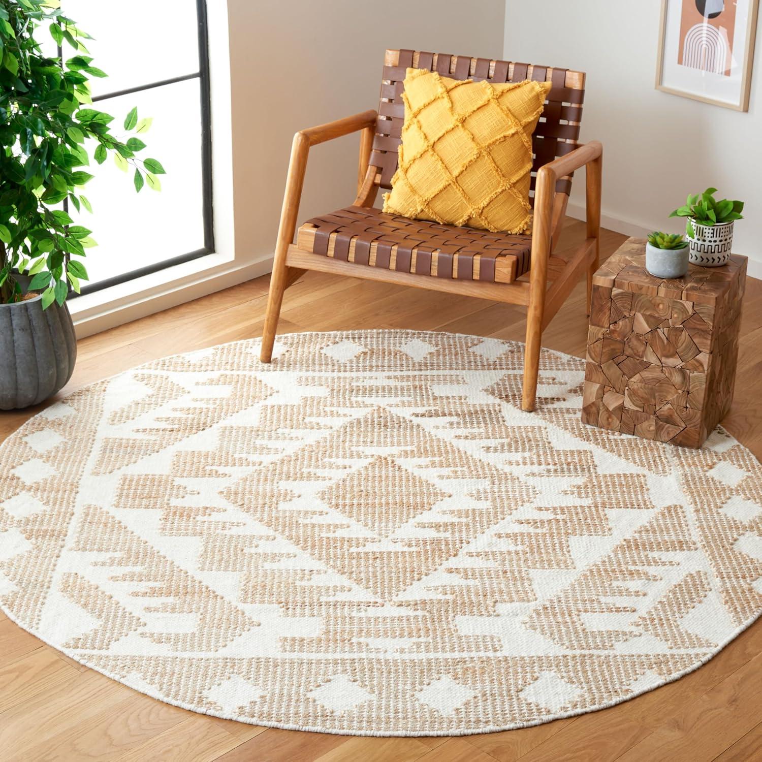image:imageSAFAVIEH Area Rug 8x10 Natural Fiber Collection Large Ivory amp Natural Handmade Jute amp Wool Rustic Farmhouse Boho Style Ideal for Living Room Bedroom Dining Space NF512AIvoryNatural