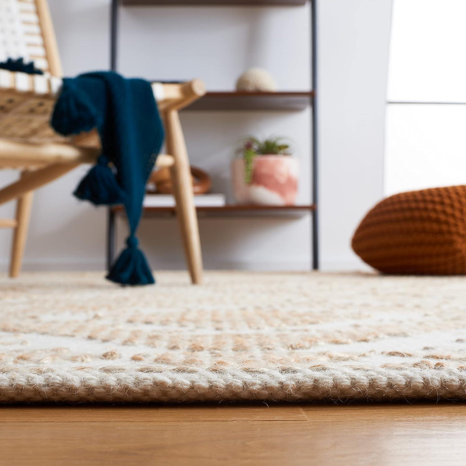 image:imageSAFAVIEH Area Rug 8x10 Natural Fiber Collection Large Ivory amp Natural Handmade Jute amp Wool Rustic Farmhouse Boho Style Ideal for Living Room Bedroom Dining Space NF512AIvoryNatural