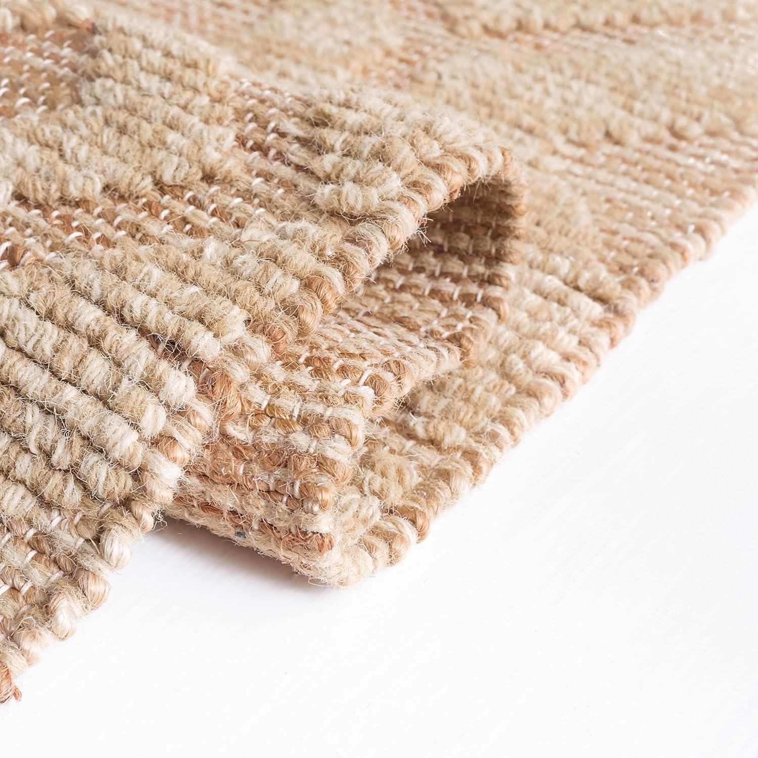 image:imageSAFAVIEH Area Rug 8x10 Natural Fiber Collection Large Natural amp Beige Handmade Flat Weave Jute amp Wool Farmhouse Geometric Design Ideal for Living Room Bedroom Dining Space NF381ANaturalBeige