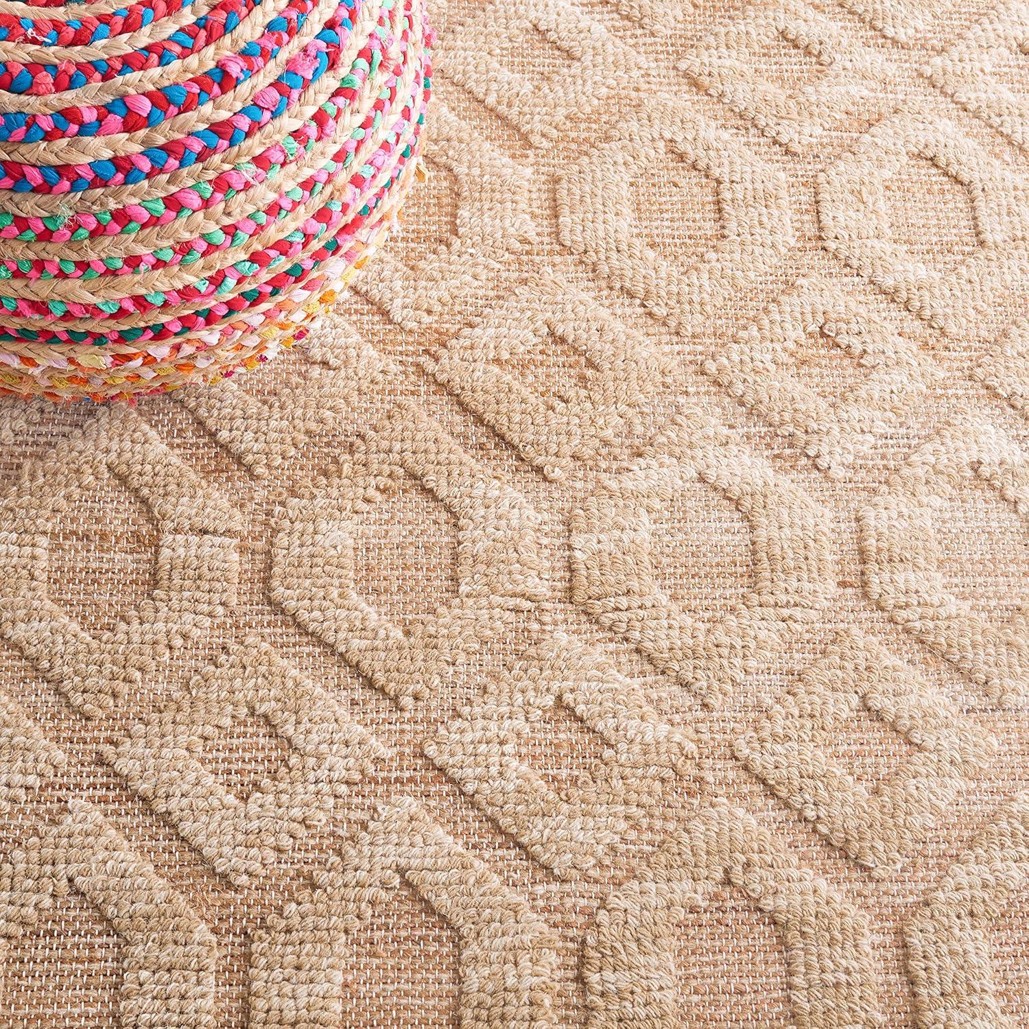 image:imageSAFAVIEH Area Rug 8x10 Natural Fiber Collection Large Natural amp Beige Handmade Flat Weave Jute amp Wool Farmhouse Geometric Design Ideal for Living Room Bedroom Dining Space NF381ANaturalBeige