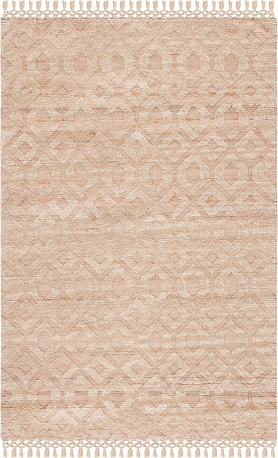 image:imageSAFAVIEH Area Rug 8x10 Natural Fiber Collection Large Natural amp Beige Handmade Flat Weave Jute amp Wool Farmhouse Geometric Design Ideal for Living Room Bedroom Dining Space NF381ANaturalBeige