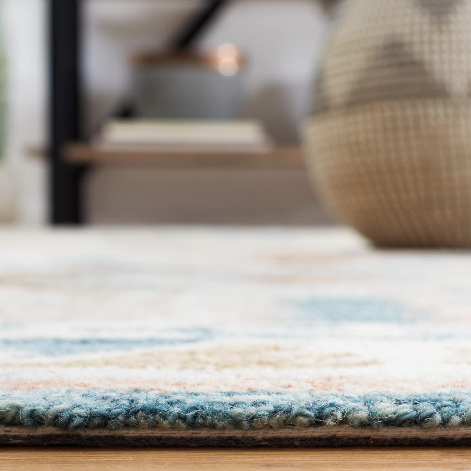 image:imageSAFAVIEH Area Rug 8x10 Natural Fiber Collection Large Natural amp Beige Handmade Flat Weave Jute amp Wool Farmhouse Geometric Design Ideal for Living Room Bedroom Dining Space NF381AIvoryBlue