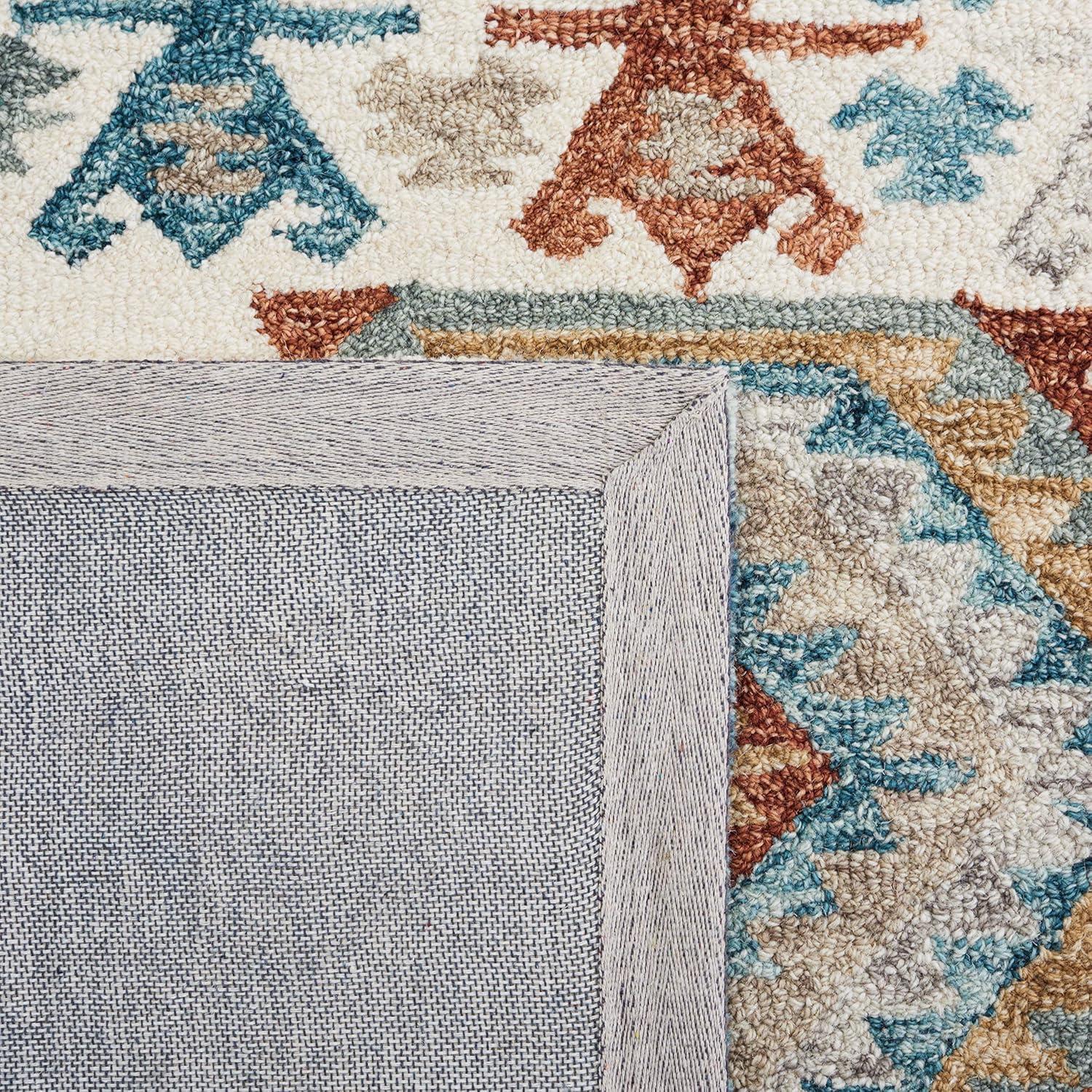 image:imageSAFAVIEH Area Rug 8x10 Natural Fiber Collection Large Natural amp Beige Handmade Flat Weave Jute amp Wool Farmhouse Geometric Design Ideal for Living Room Bedroom Dining Space NF381AIvoryBlue