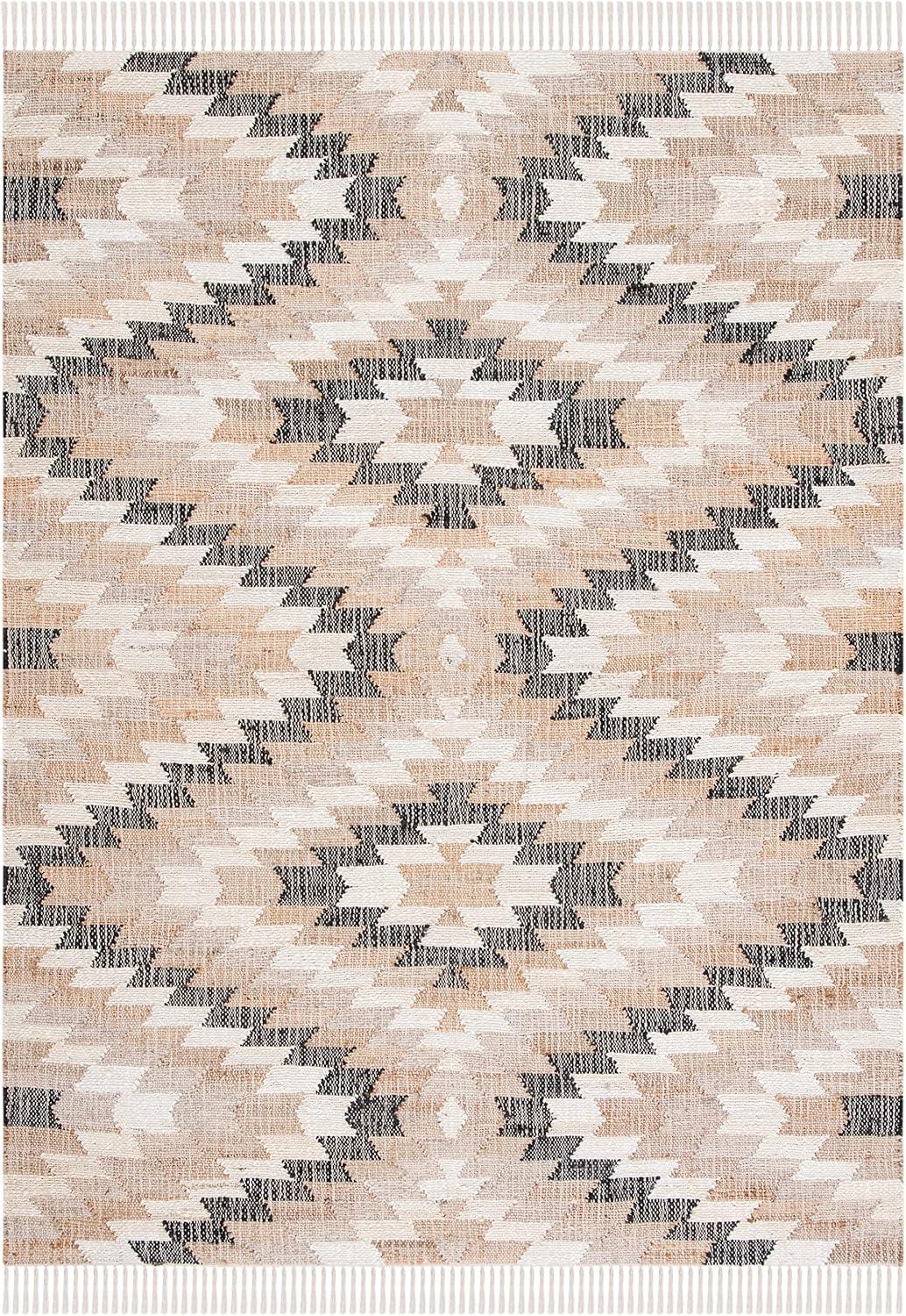 image:imageSAFAVIEH Area Rug 8x10 Natural Fiber Collection Large Natural amp Black Handmade Jute Boho Style Ideal for Living Room Bedroom Dining Space NFB401ANaturalBlack