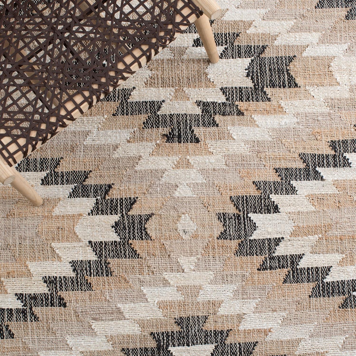 image:imageSAFAVIEH Area Rug 8x10 Natural Fiber Collection Large Natural amp Black Handmade Jute Boho Style Ideal for Living Room Bedroom Dining Space NFB401ANaturalBlack