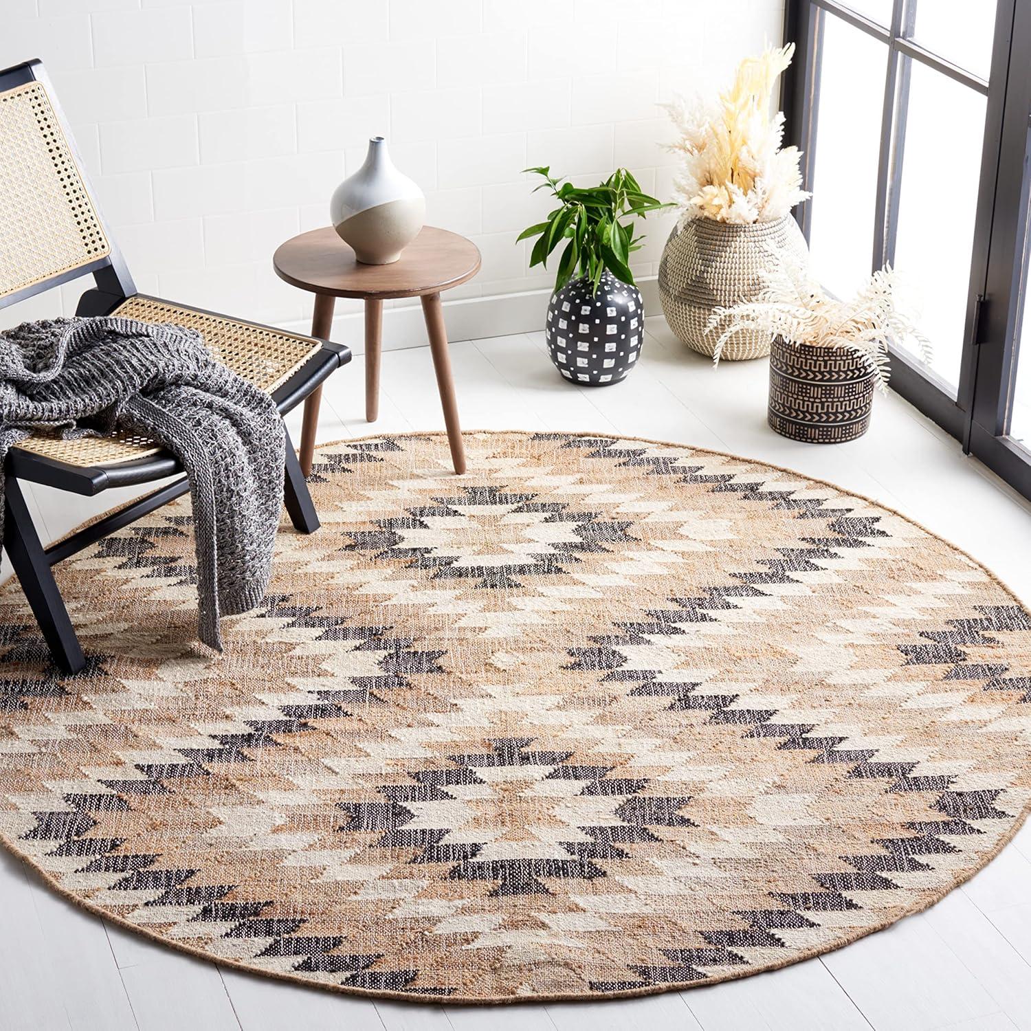 image:imageSAFAVIEH Area Rug 8x10 Natural Fiber Collection Large Natural amp Black Handmade Jute Boho Style Ideal for Living Room Bedroom Dining Space NFB401ANaturalBlack