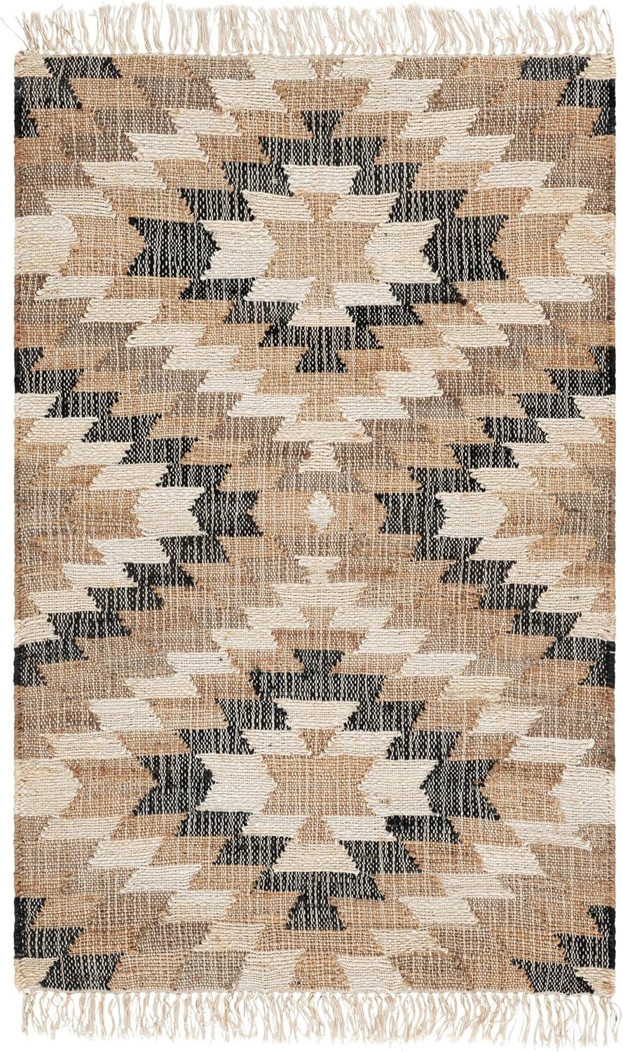 image:imageSAFAVIEH Area Rug 8x10 Natural Fiber Collection Large Natural amp Black Handmade Jute Boho Style Ideal for Living Room Bedroom Dining Space NFB401ANaturalBlack