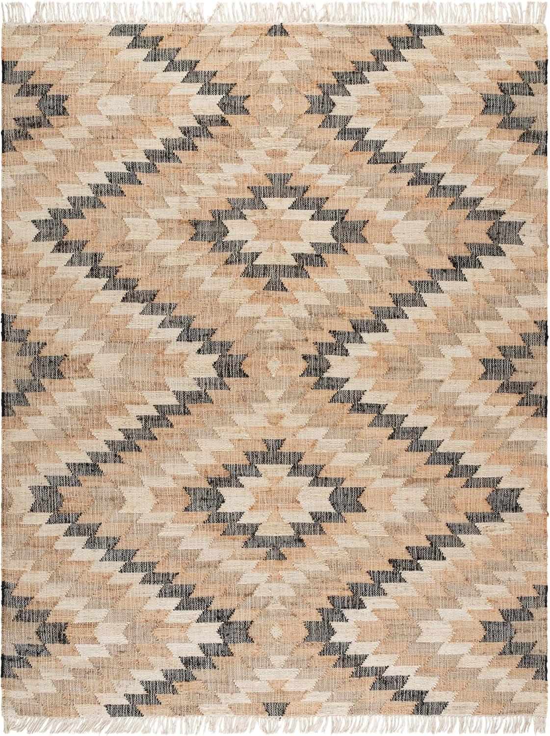 image:imageSAFAVIEH Area Rug 8x10 Natural Fiber Collection Large Natural amp Black Handmade Jute Boho Style Ideal for Living Room Bedroom Dining Space NFB401ANaturalBlack