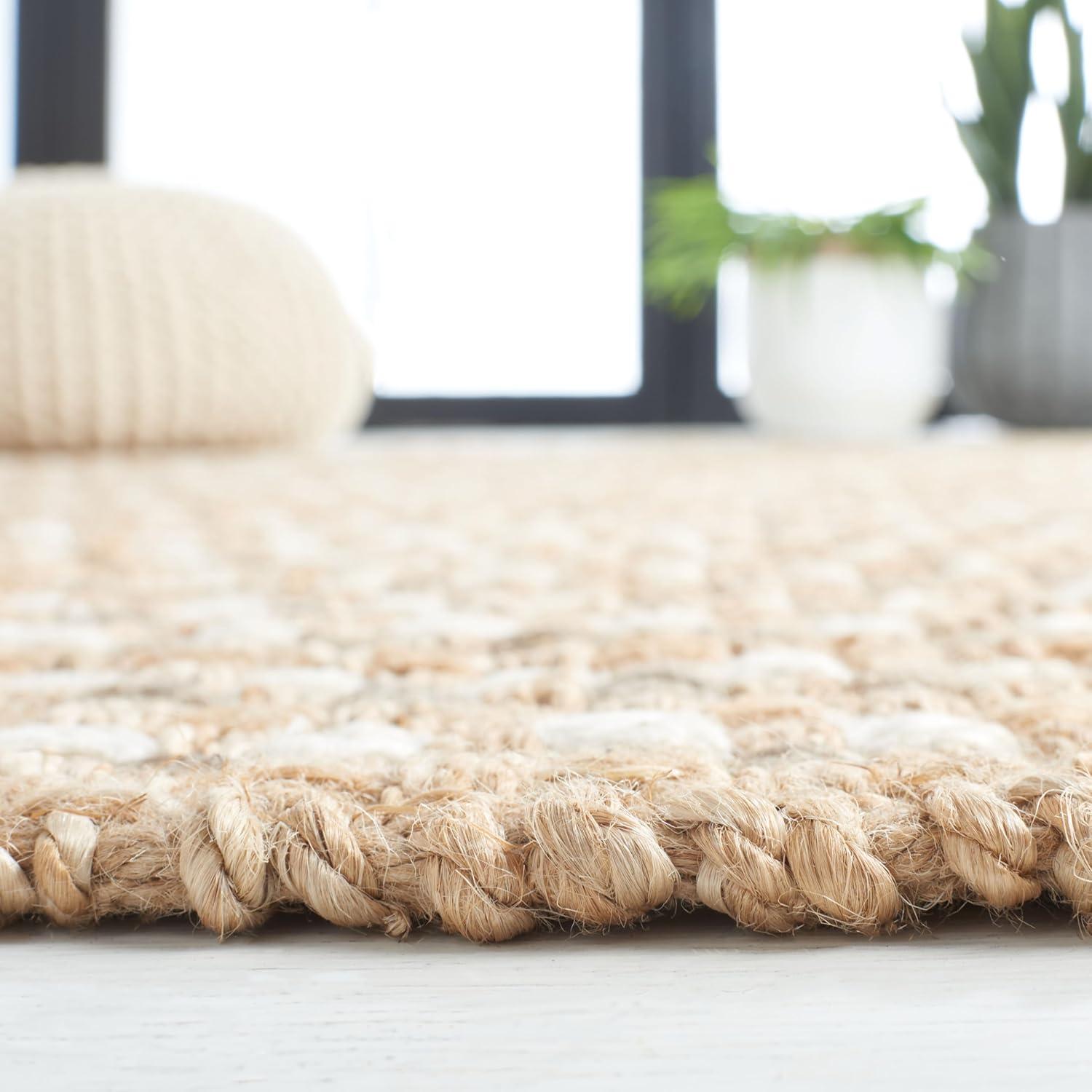 image:imageSAFAVIEH Area Rug 8x10 Natural Fiber Collection Large Natural amp Bleach Handmade Jute Rustic Farmhouse Style Ideal for Living Room Bedroom Dining Space NF815ANaturalBleach
