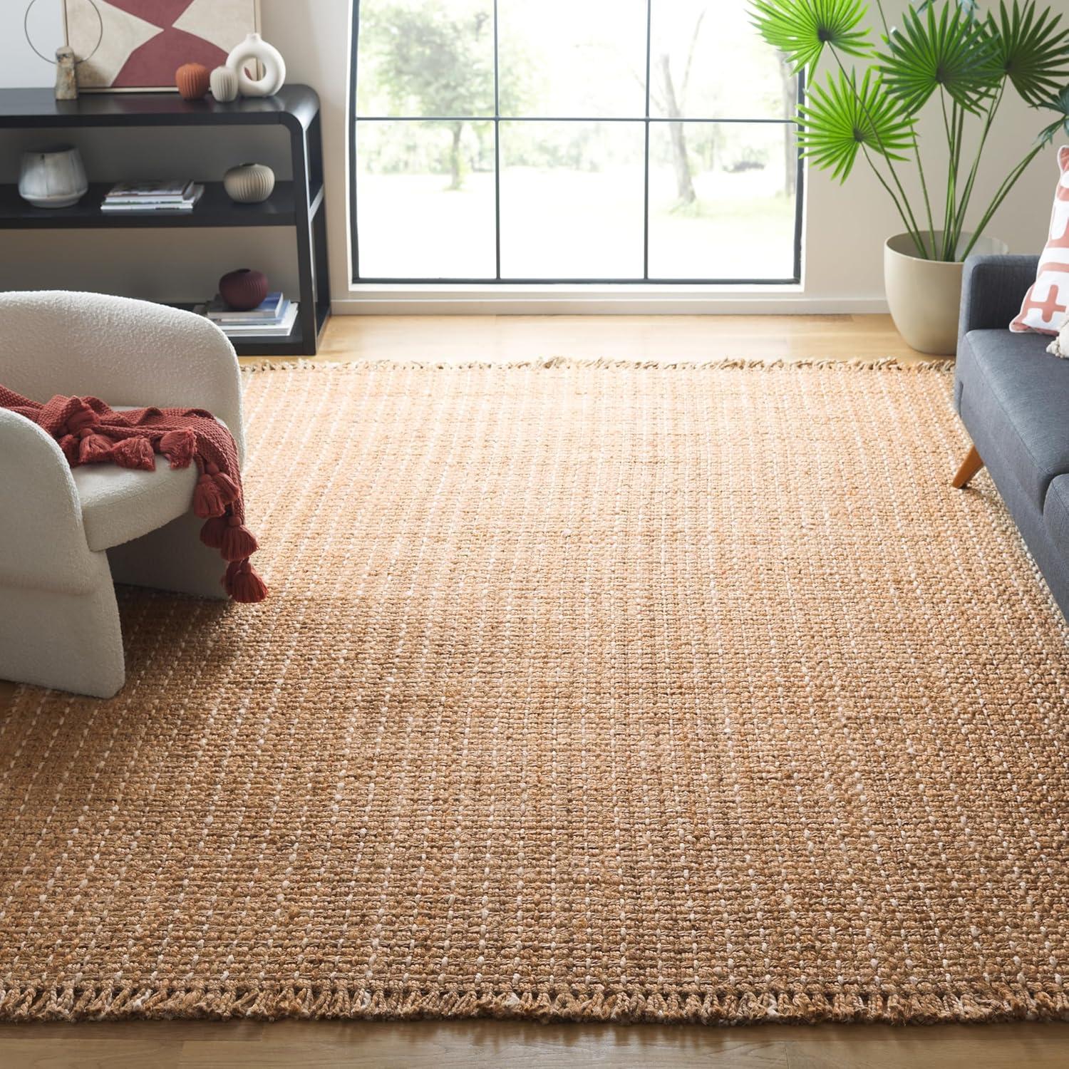 image:imageSAFAVIEH Area Rug 8x10 Natural Fiber Collection Large Natural amp Bleach Handmade Jute Rustic Farmhouse Style Ideal for Living Room Bedroom Dining Space NF813ANaturalBleach