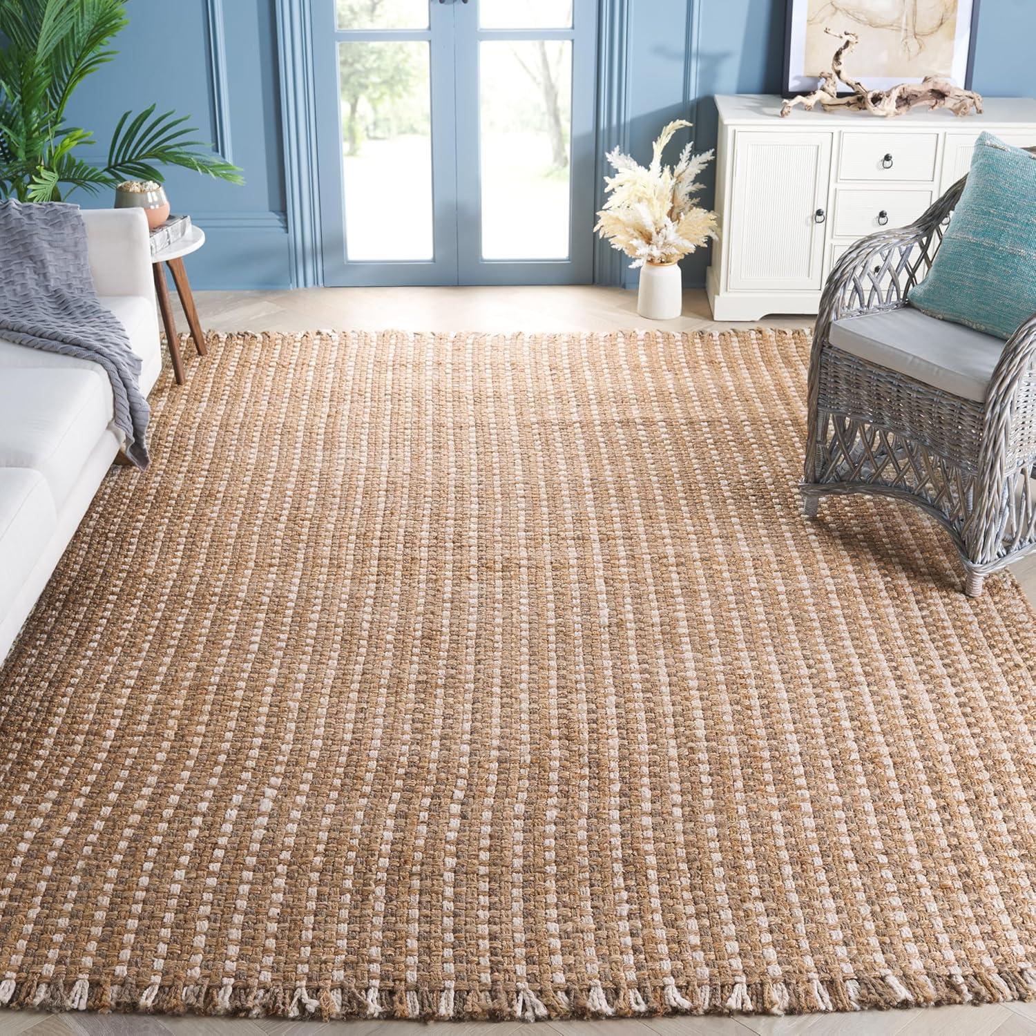 image:imageSAFAVIEH Area Rug 8x10 Natural Fiber Collection Large Natural amp Bleach Handmade Jute Rustic Farmhouse Style Ideal for Living Room Bedroom Dining Space NF815ANaturalBleach