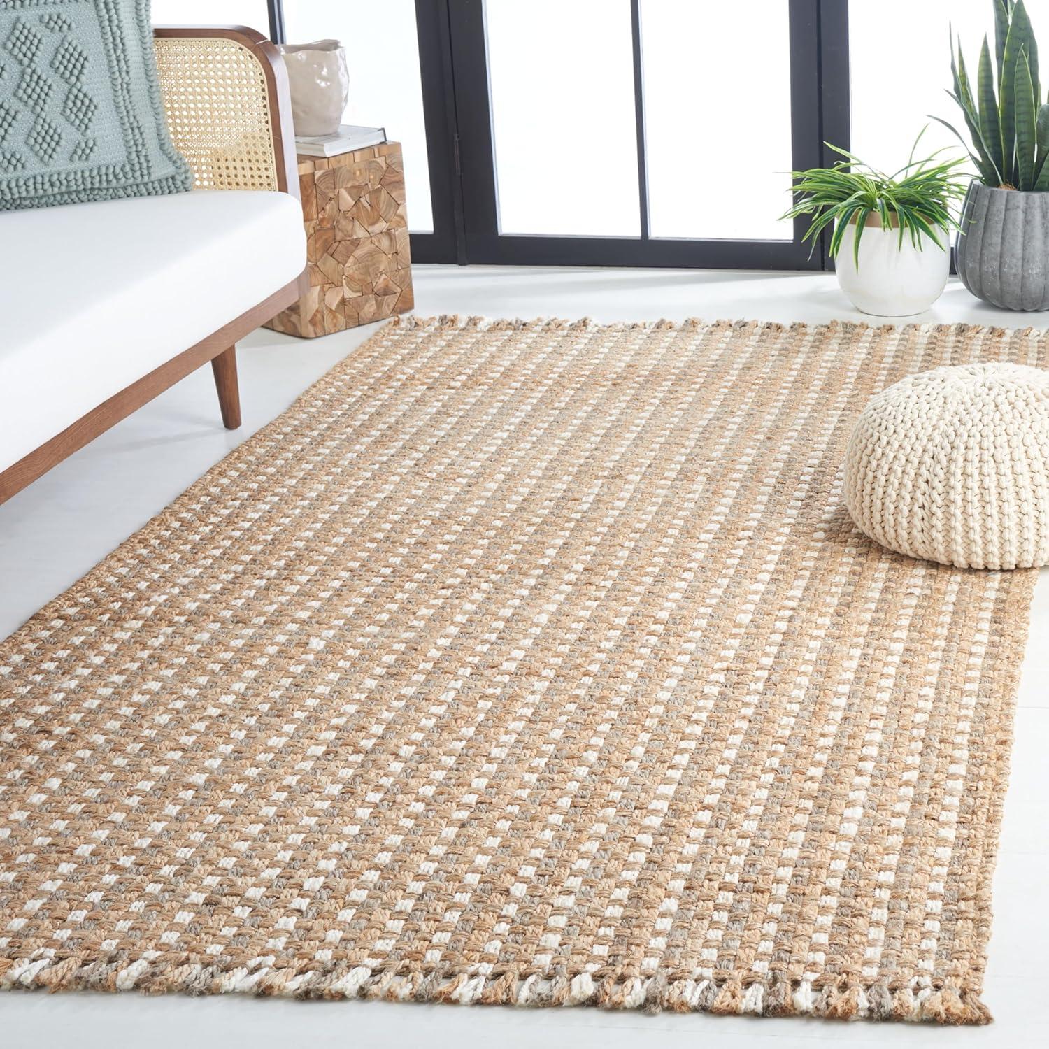 image:imageSAFAVIEH Area Rug 8x10 Natural Fiber Collection Large Natural amp Bleach Handmade Jute Rustic Farmhouse Style Ideal for Living Room Bedroom Dining Space NF815ANaturalBleach