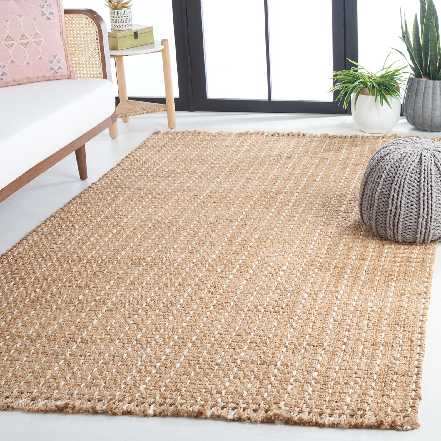 image:imageSAFAVIEH Area Rug 8x10 Natural Fiber Collection Large Natural amp Bleach Handmade Jute Rustic Farmhouse Style Ideal for Living Room Bedroom Dining Space NF813ANaturalBleach