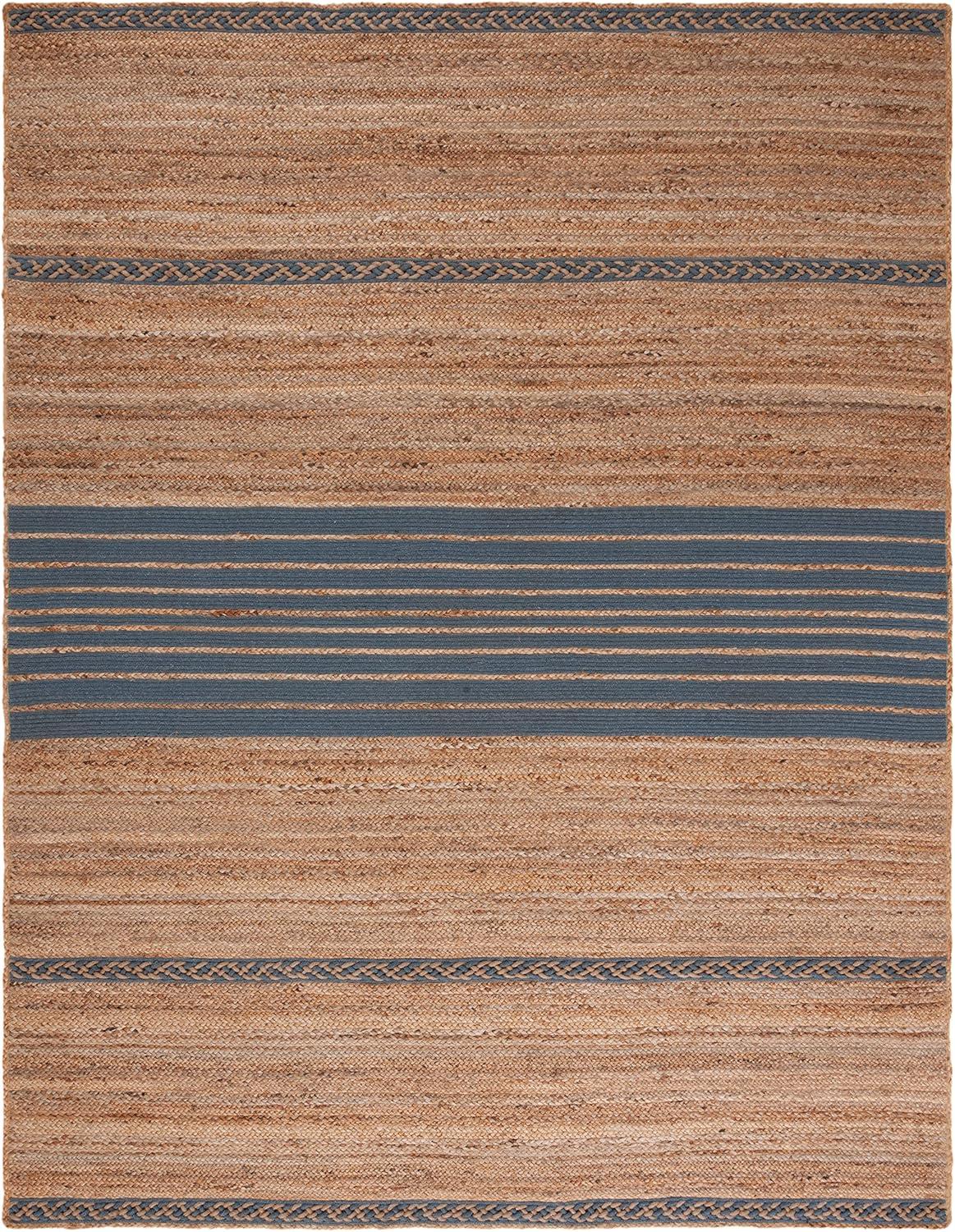 image:imageSAFAVIEH Area Rug 8x10 Natural Fiber Collection Large Natural amp Brown Handmade Braided Jute Stripe Pattern Ideal for Living Room Bedroom Dining Space NFB262TNaturalGrey