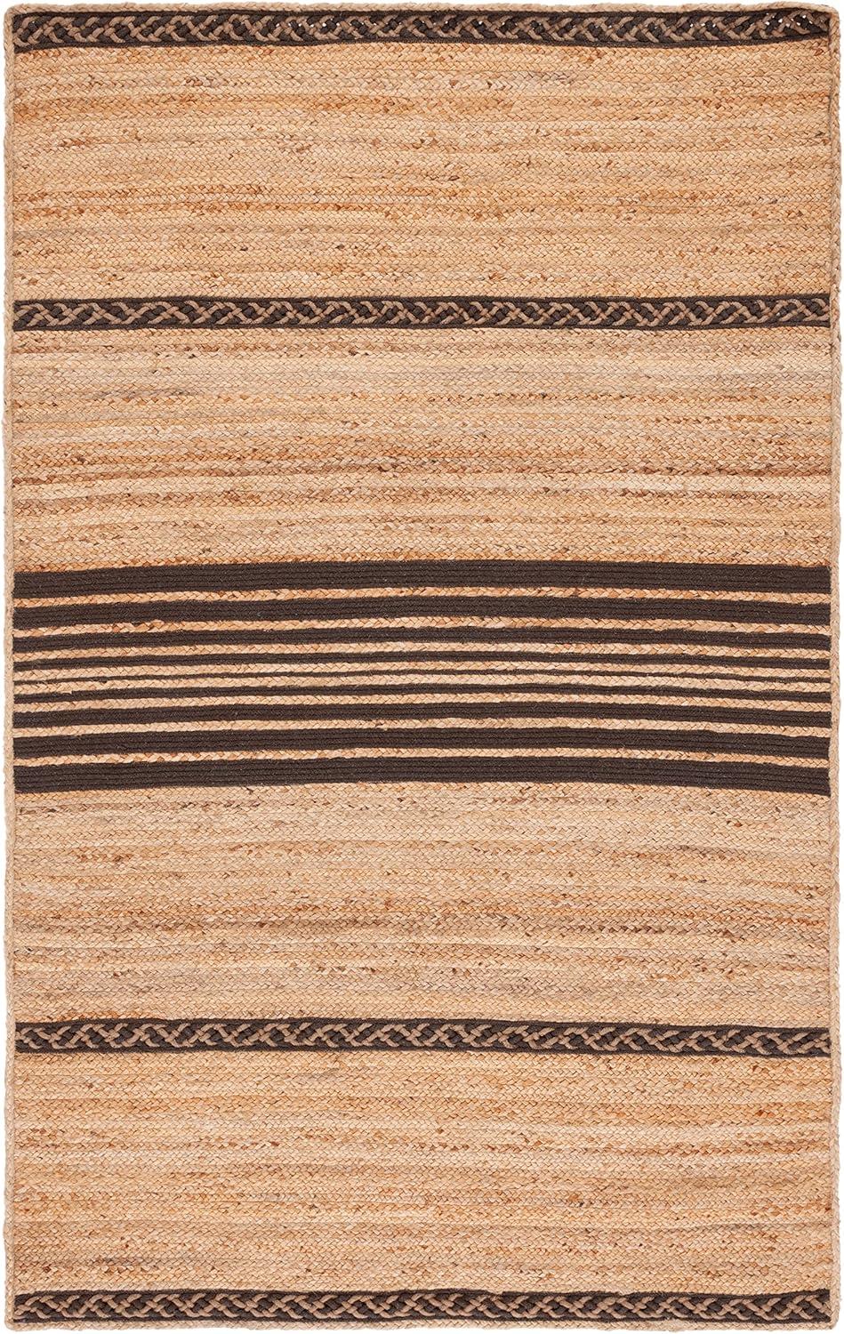 image:imageSAFAVIEH Area Rug 8x10 Natural Fiber Collection Large Natural amp Brown Handmade Braided Jute Stripe Pattern Ideal for Living Room Bedroom Dining Space NFB262TNaturalBrown